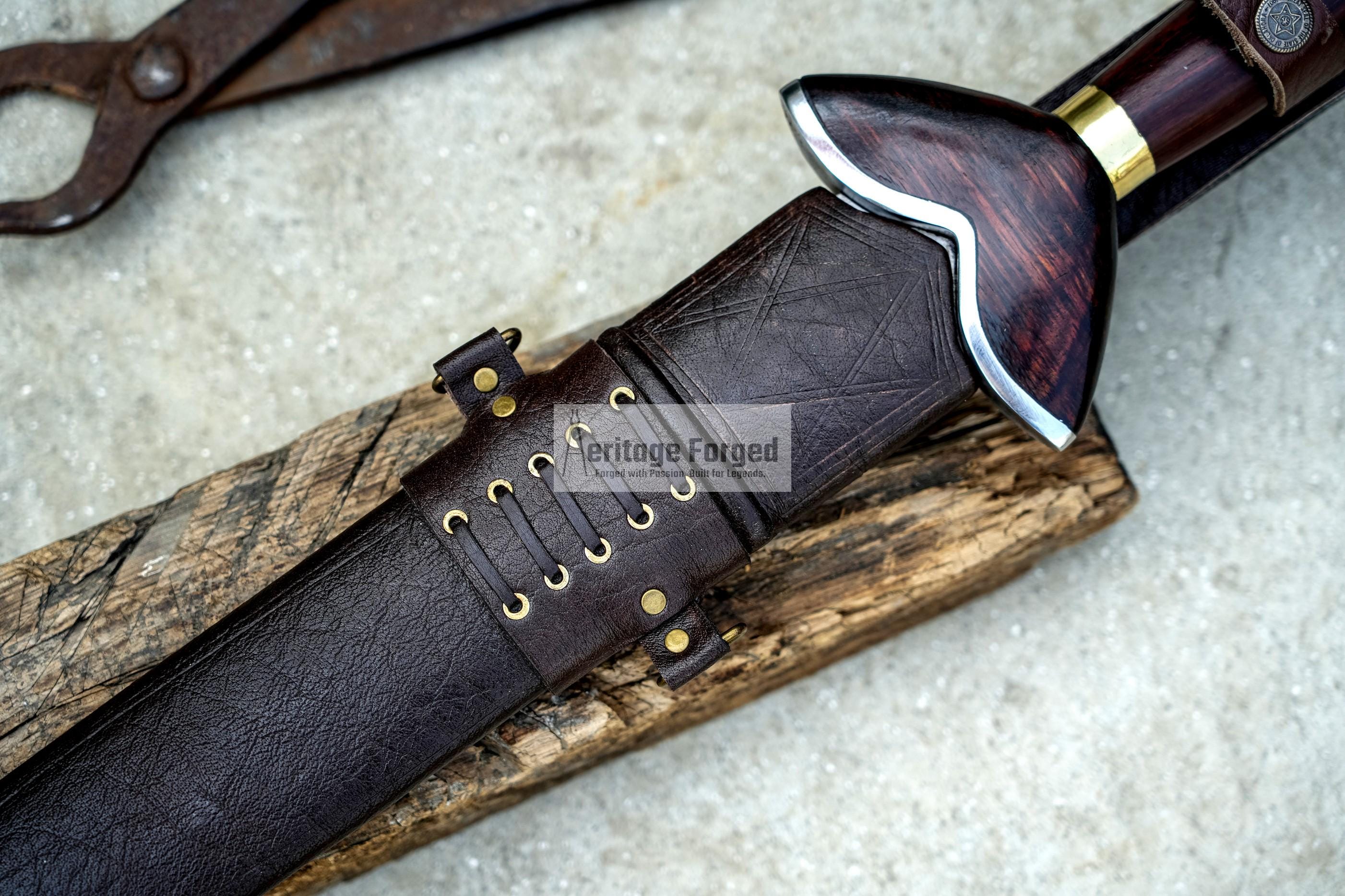 LA-TENE SWORD/25 inches Long Blade hand forged Sword/Leaf spring of truck/Rosewood Handle/Sharpen/Tempered/Ready to use/knife/knives