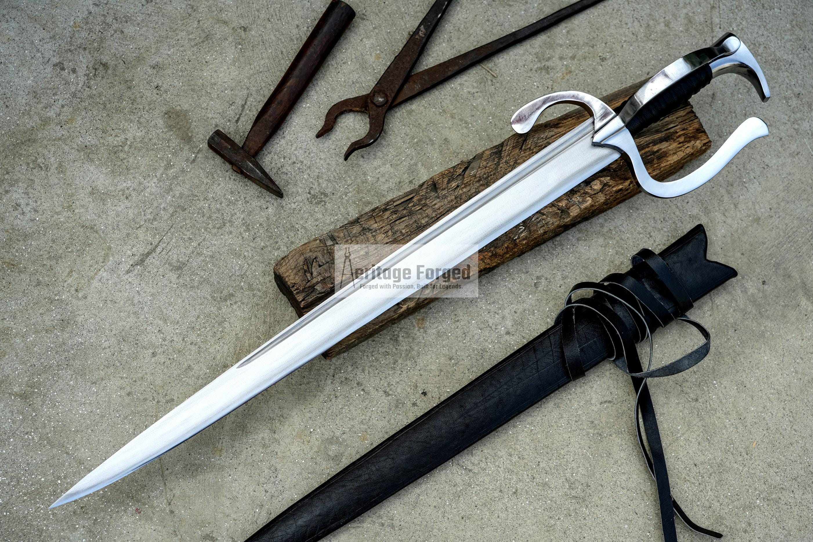 FALICON SWORD / Large Hand forged sword/24 inches Long Blade Heavy duties machete/ Full tang/ Leaf spring of truck/ Tempered/Sharpen/Working