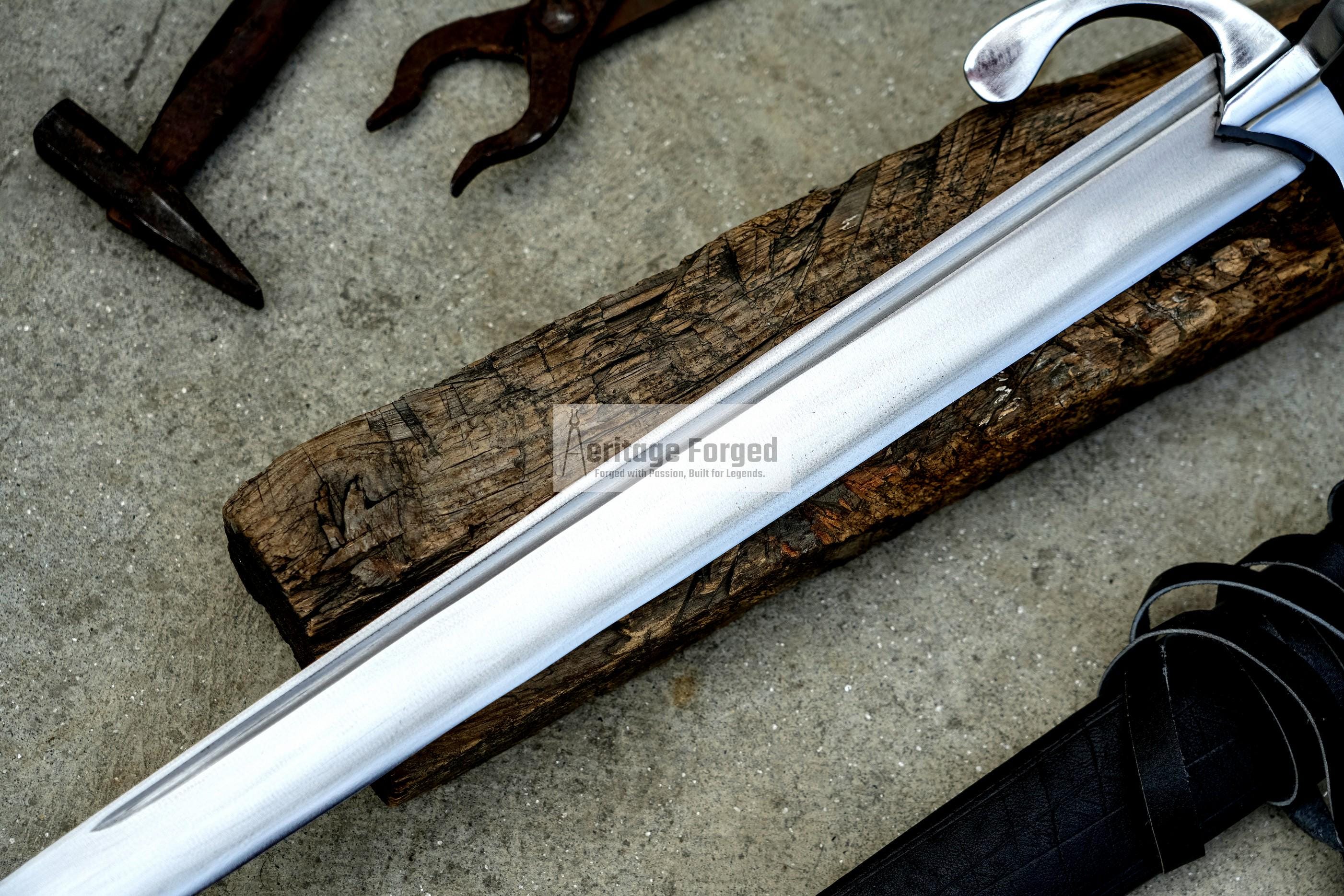 FALICON SWORD / Large Hand forged sword/24 inches Long Blade Heavy duties machete/ Full tang/ Leaf spring of truck/ Tempered/Sharpen/Working