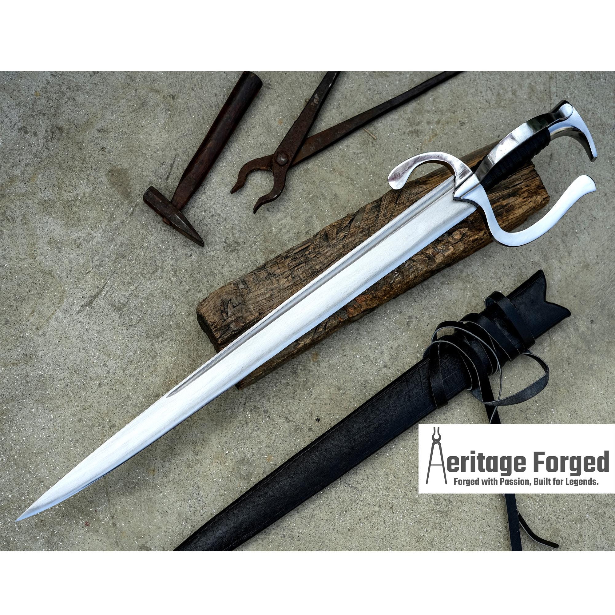 FALICON SWORD / Large Hand forged sword/24 inches Long Blade Heavy duties machete/ Full tang/ Leaf spring of truck/ Tempered/Sharpen/Working