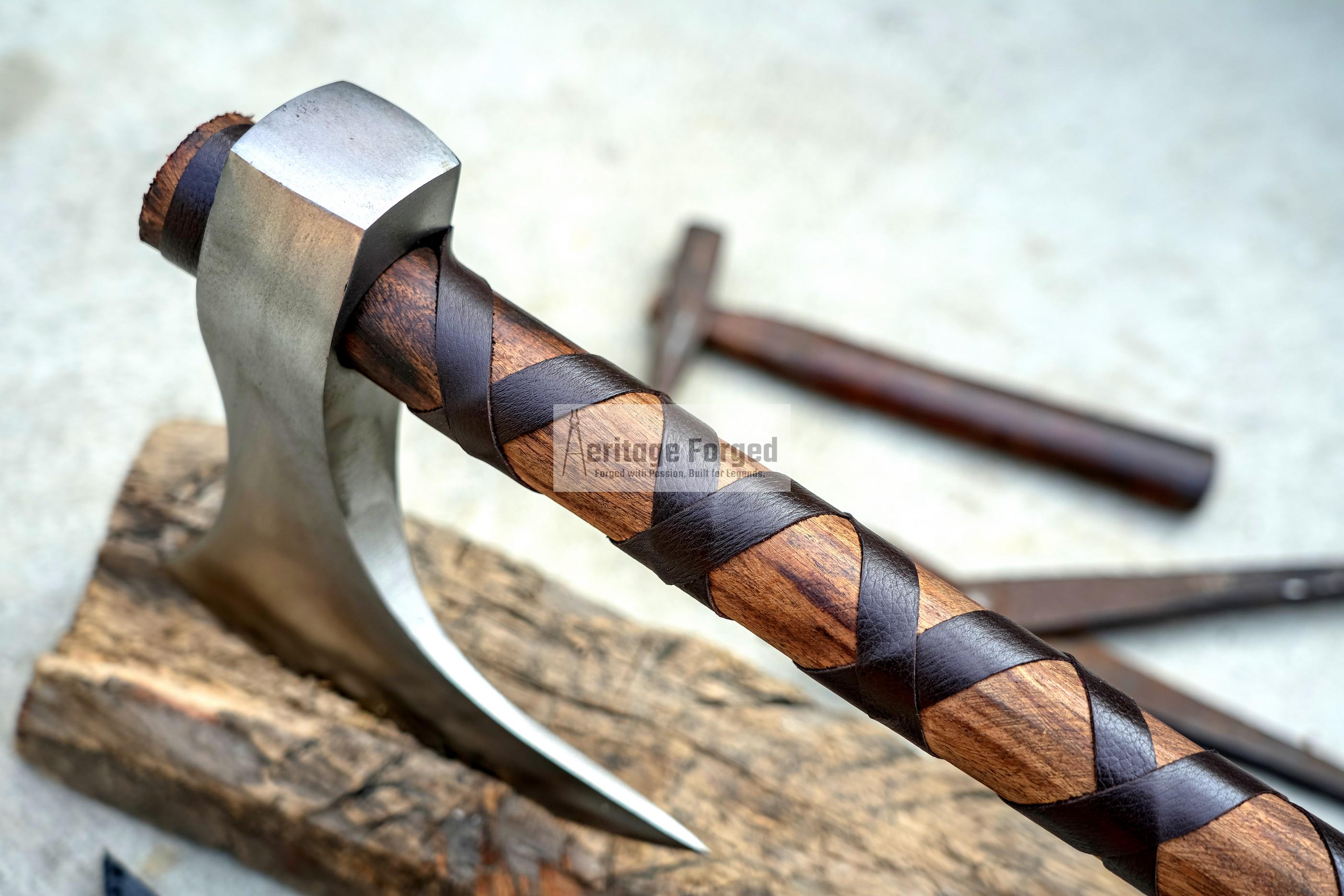 Handmade Viking Axe | Custom Forged 5160 Carbon Steel | 26" Handle & 7.5" Blade | Durable Outdoor Axe |Gift for Him | Perfect Chopping