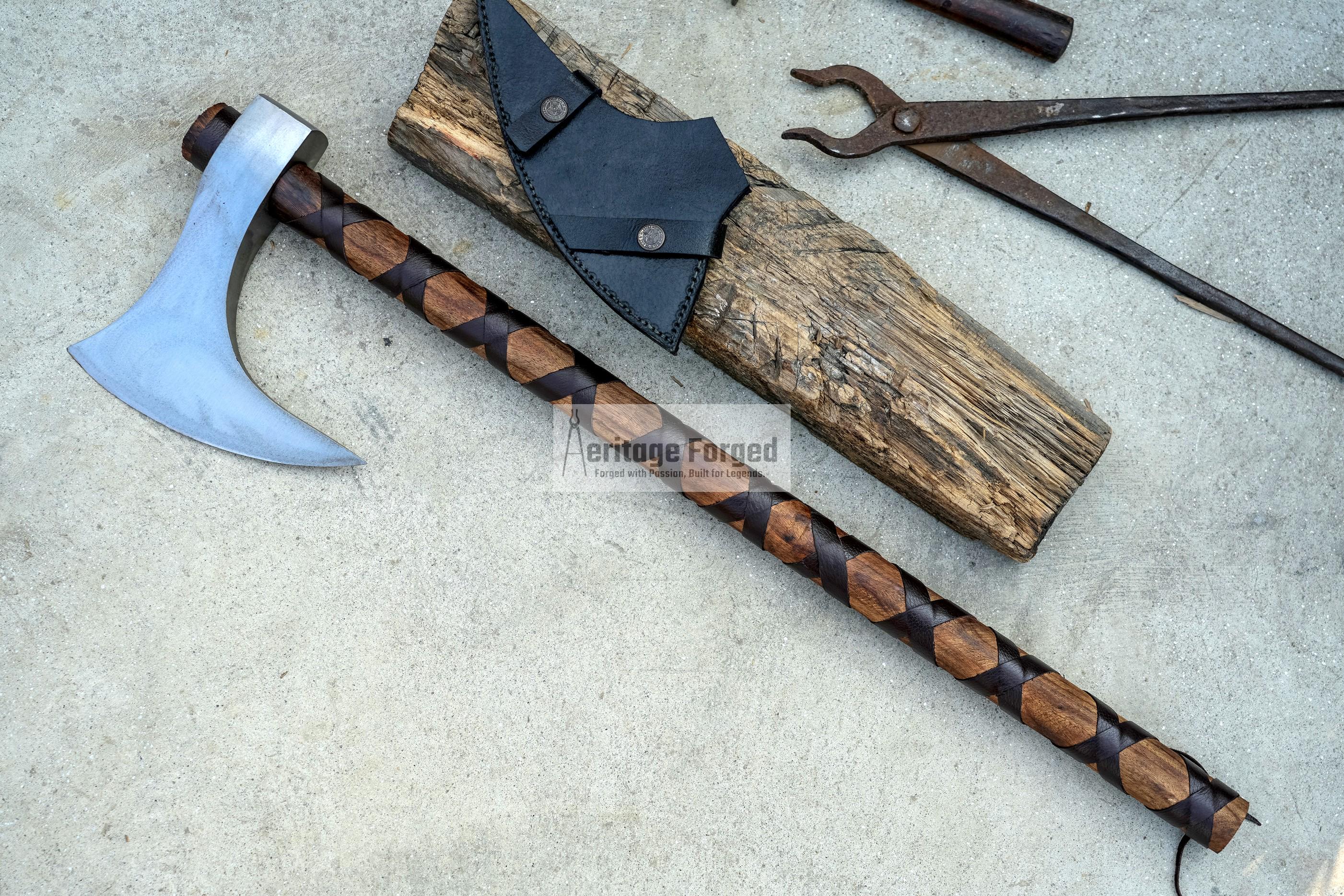 Handmade Viking Axe | Custom Forged 5160 Carbon Steel | 26" Handle & 7.5" Blade | Durable Outdoor Axe |Gift for Him | Perfect Chopping
