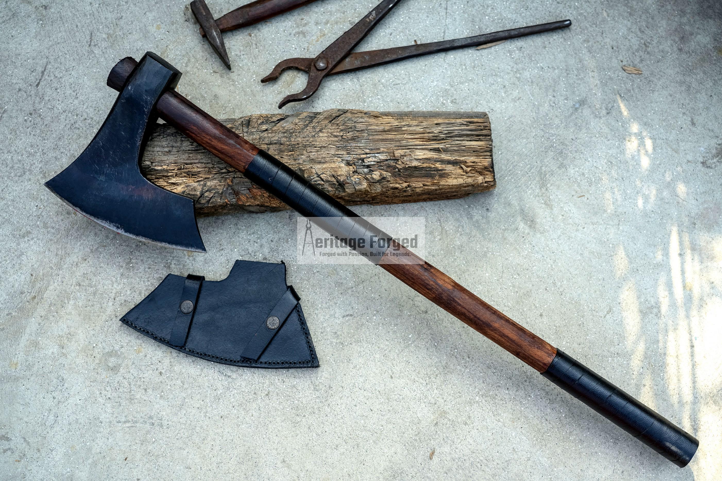 Handmade Viking Axe | Custom Forged 5160 Carbon Steel | 29" Handle  8" Blade |Outdoor Axe | Perfect for Chopping,Camping | Gift for Him
