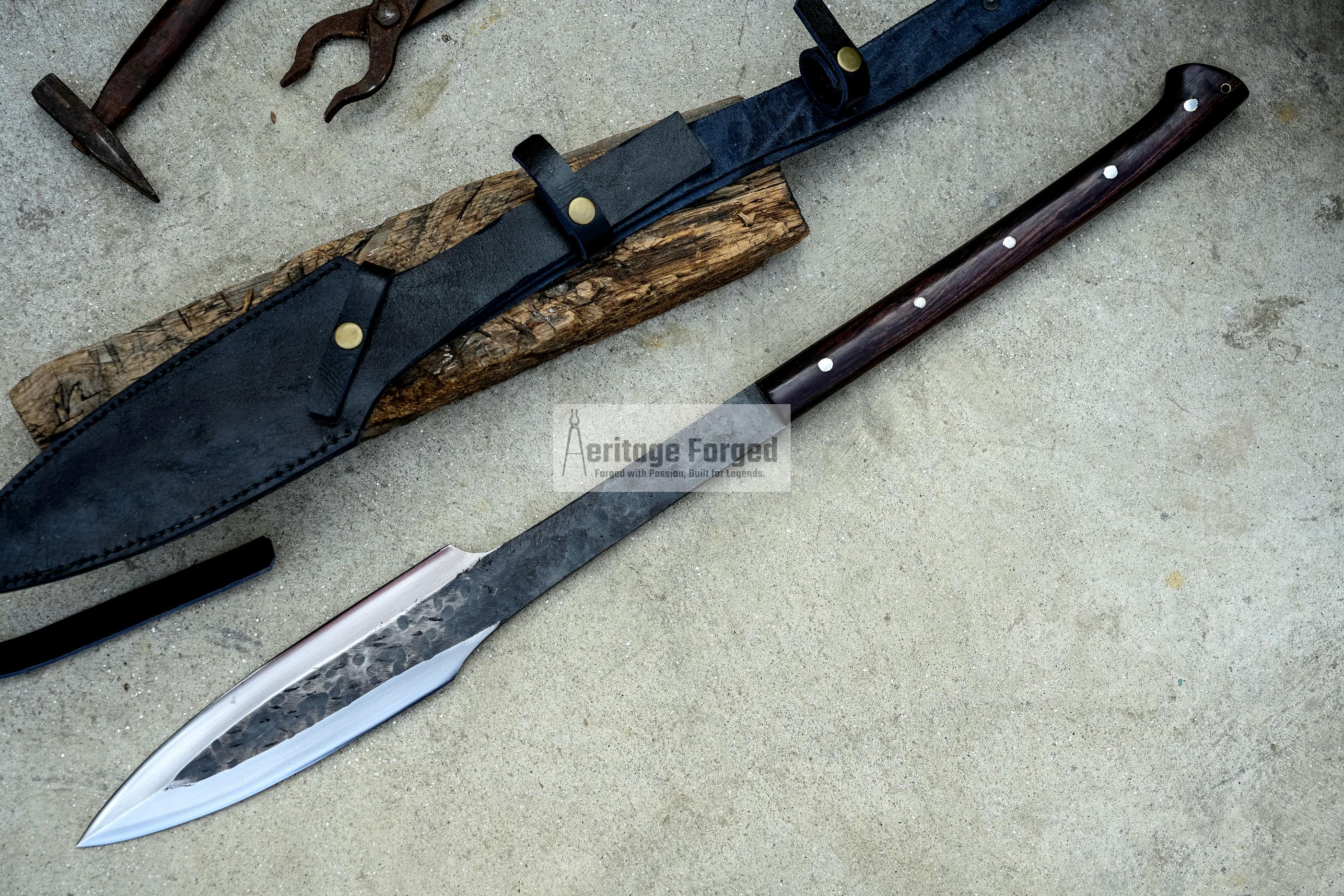 HUNTING SPEAR / hand forged spear /10 inches Long Blade spear/ Collectible Spear/ Full tang/ Leaf spring of truck/ Tempered/Sharpen