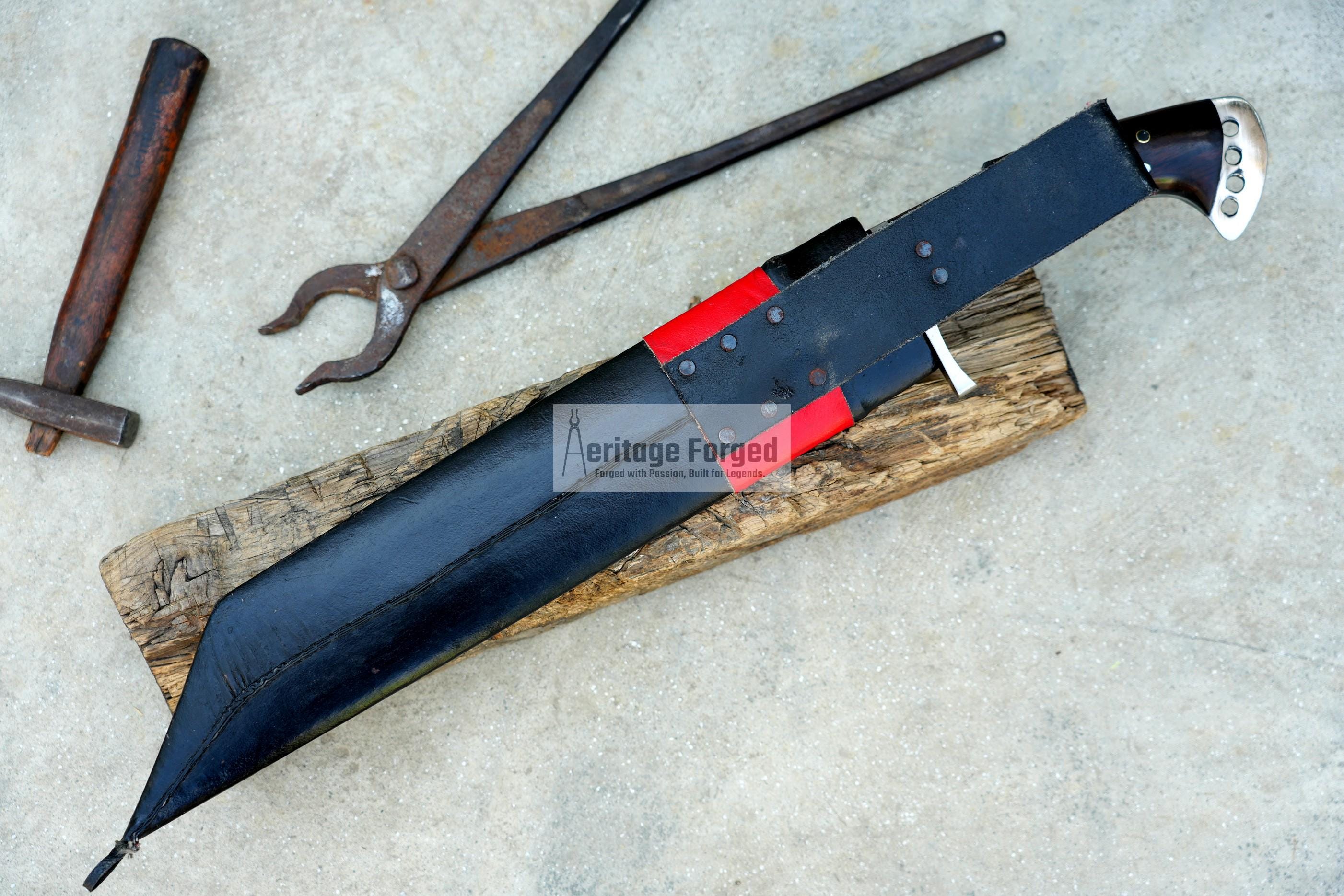 MUKTI MACHETE / Large Jungle Machete/ 15 inches Long Blade Heavy duties machete/ Full tang/ Leaf spring of truck/ Tempered/Sharpen/Working
