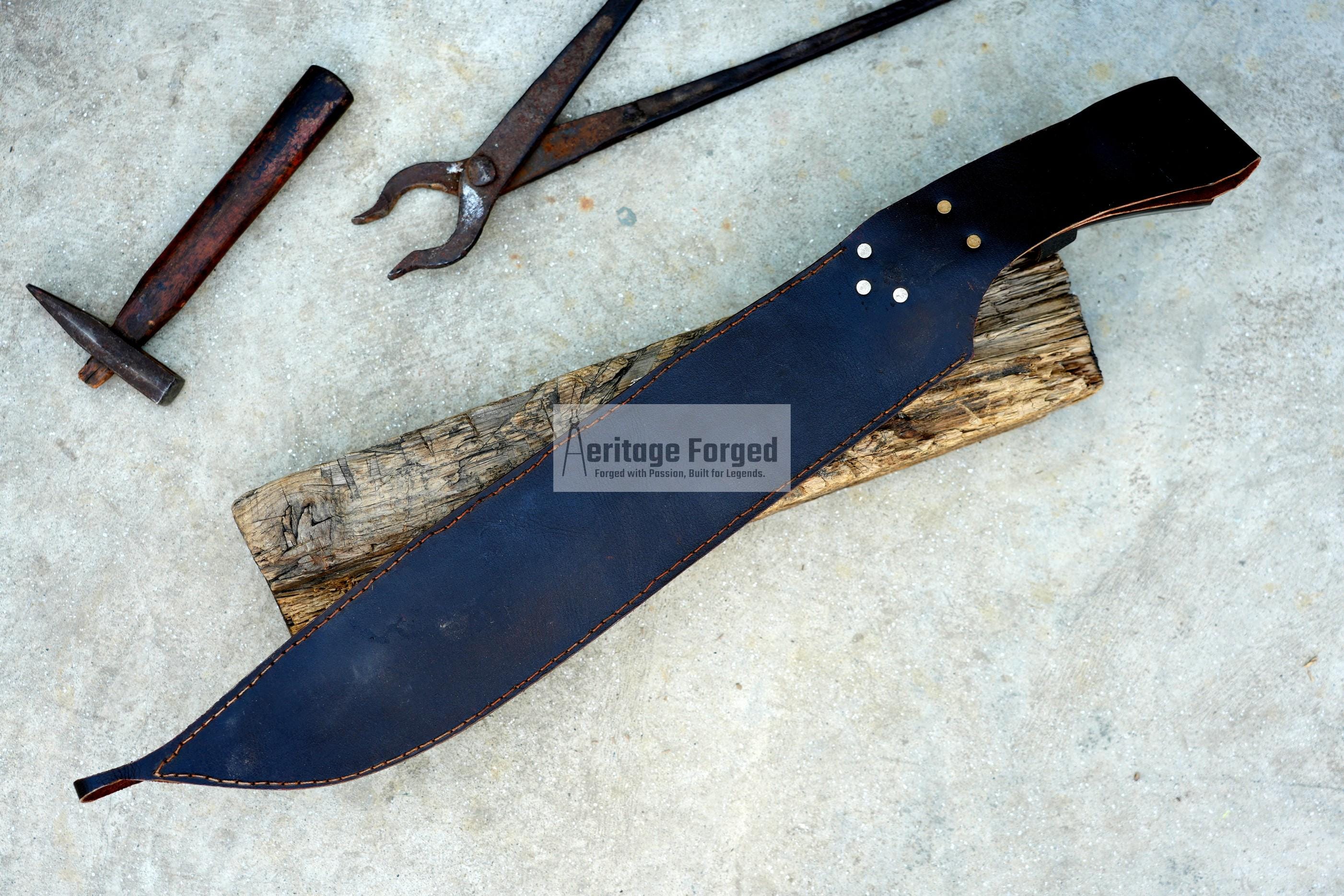 JUNGLE MACHETE / Large Jungle Machete/16 inches Long Blade Heavy duties machete/ Full tang/ Leaf spring of truck/ Tempered/Sharpen/Working