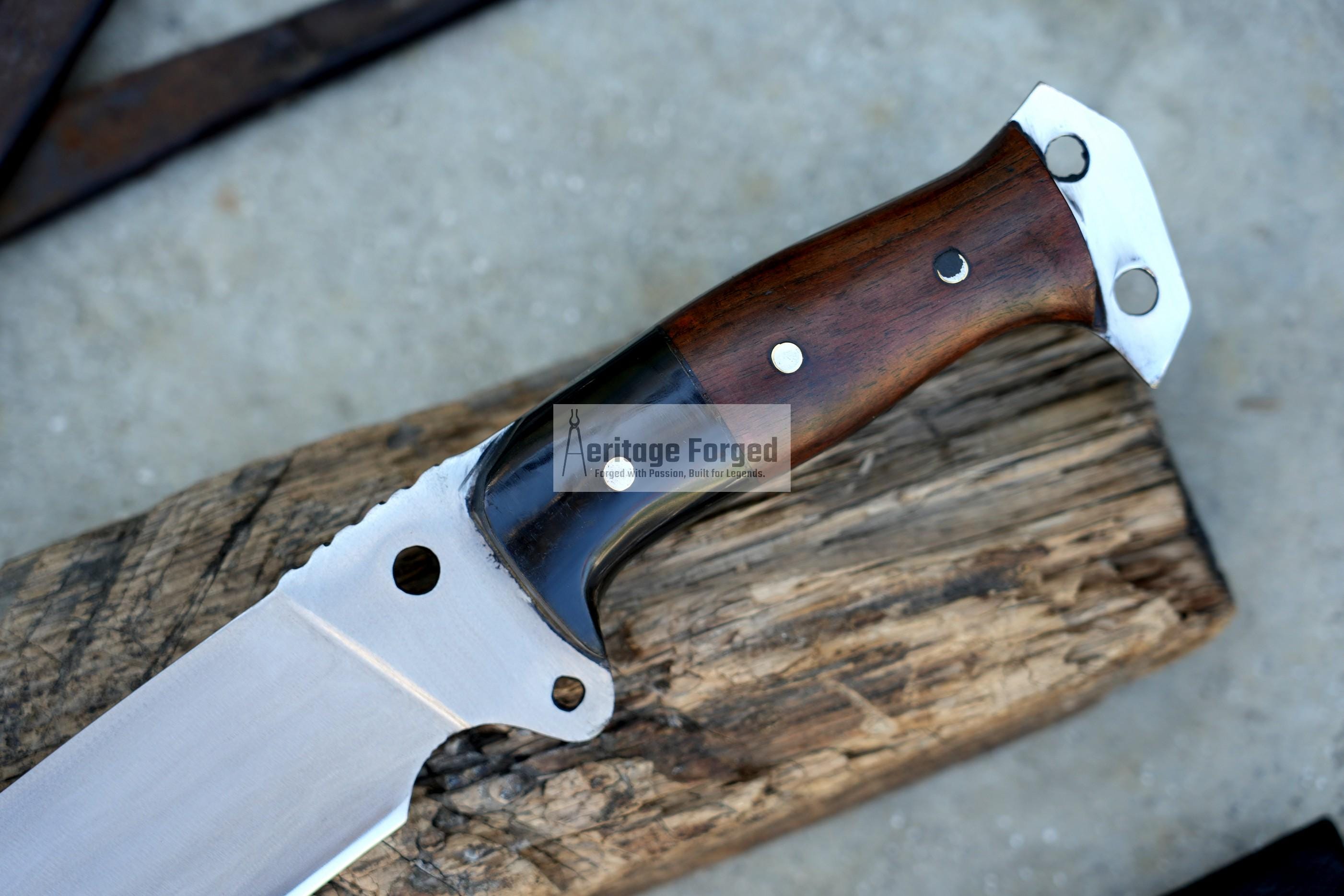 BOWIE KNIFE / 13 inches long Blade chopper / Hand forged Bowie knife / Made from Leaf spring of truck / Tempered / Sharpen/ Ready to use