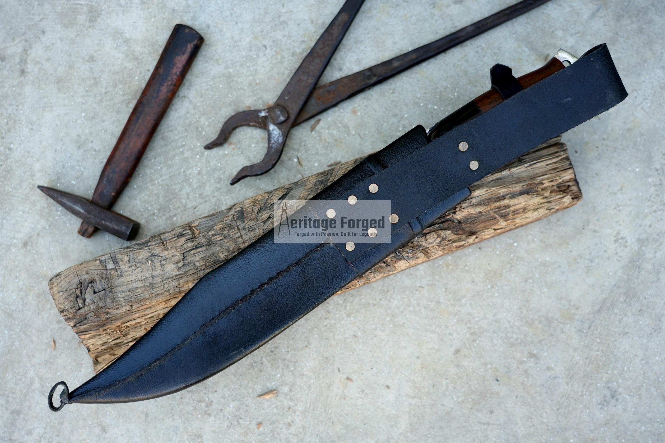 BOWIE KNIFE / 13 inches long Blade chopper / Hand forged Bowie knife / Made from Leaf spring of truck / Tempered / Sharpen/ Ready to use