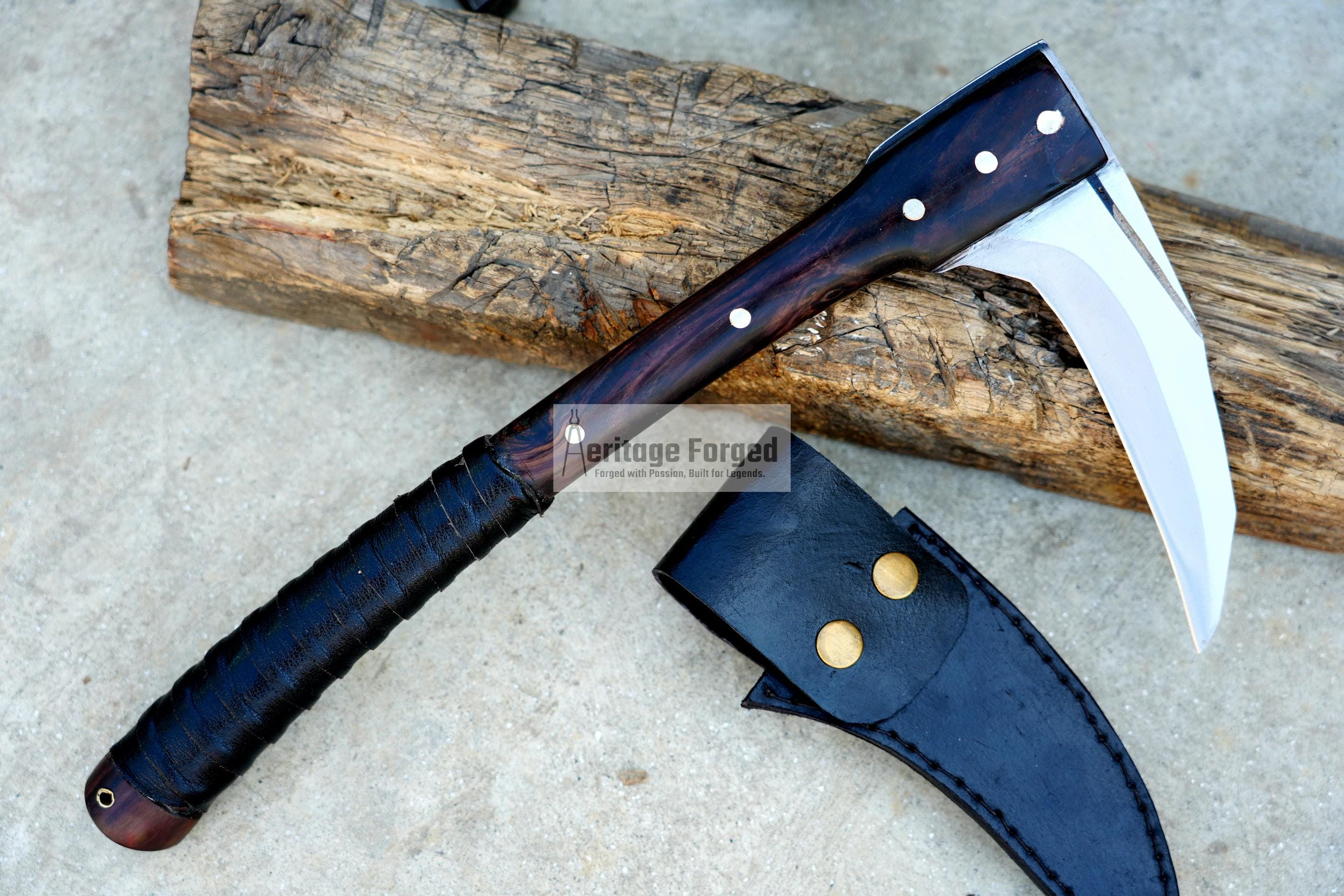 KAMA KNIFE/Traditional Japanese knife/Farmer Sickle /Leaf spring of truck/Rosewood Handle/Sharpen/Tempered/Ready to use/knife/Heritage kama3