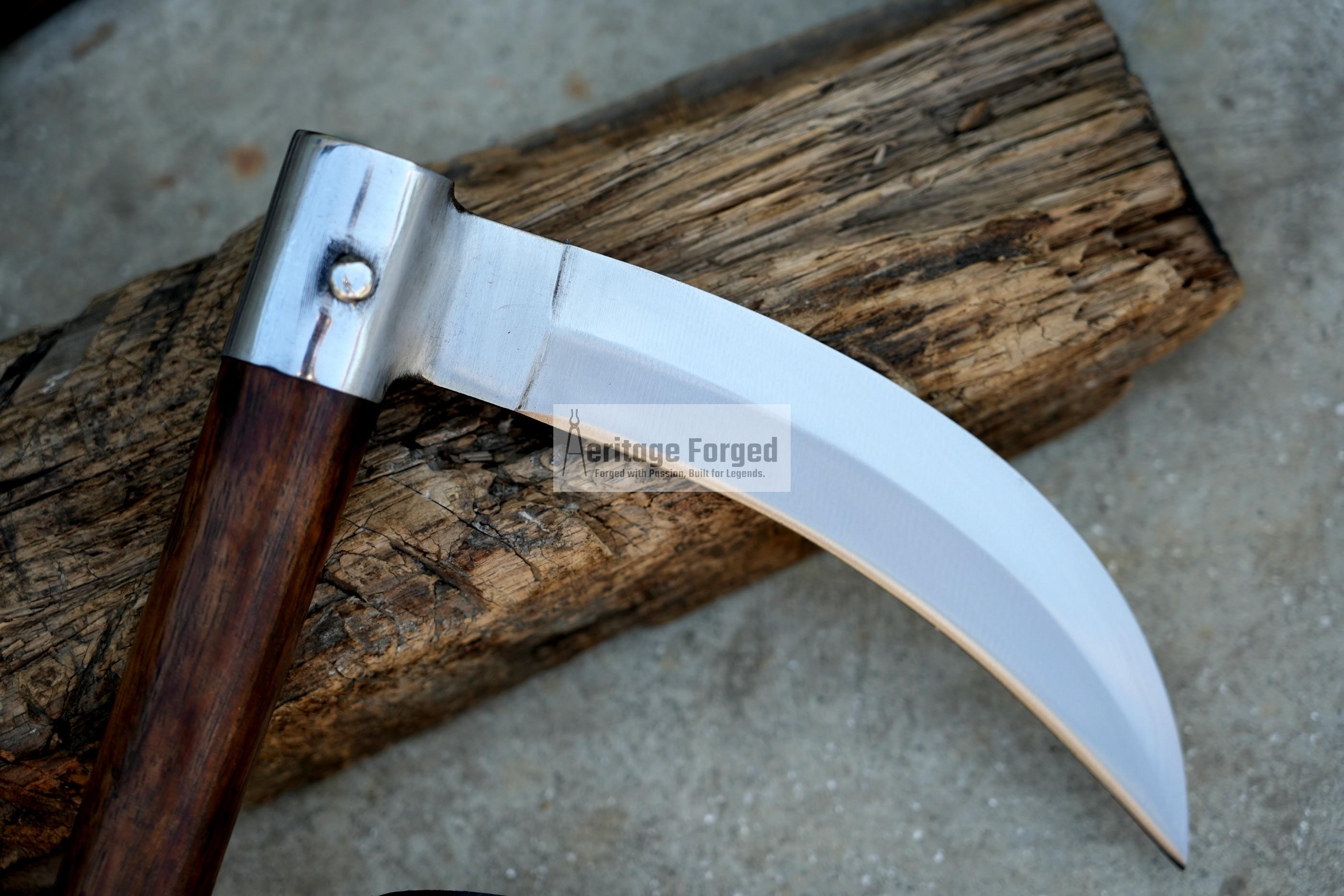 KAMA KNIFE/Traditional Japanese knife/Farmer Sickle /Leaf spring of truck/Rosewood Handle/Sharpen/Tempered/Ready to use/knife/Heritage kama5