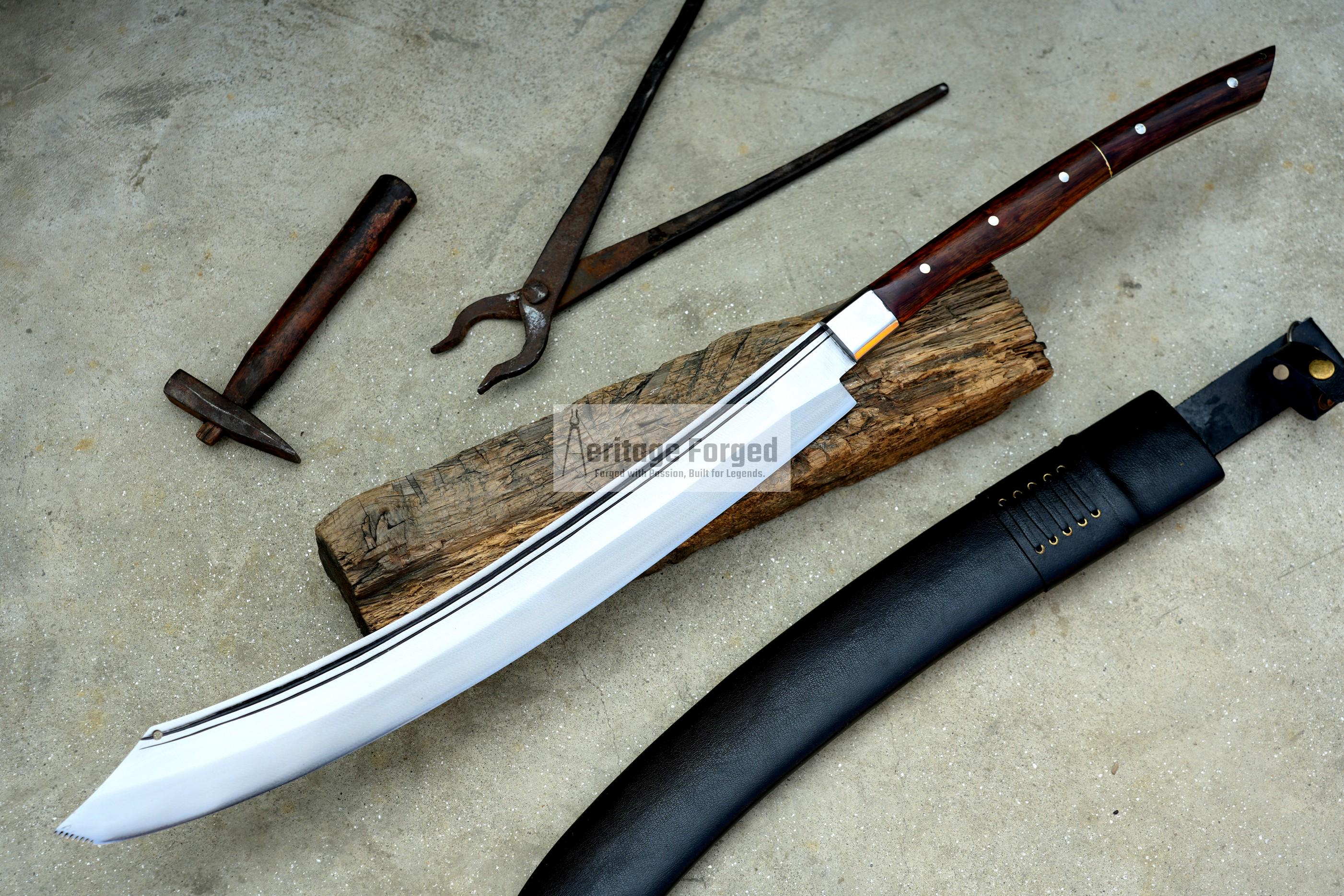 LARGE MACHETE / Large Jungle Machete/20 inches Long Blade Heavy duties machete/ Full tang/ Leaf spring of truck/ Tempered/Sharpen/Working