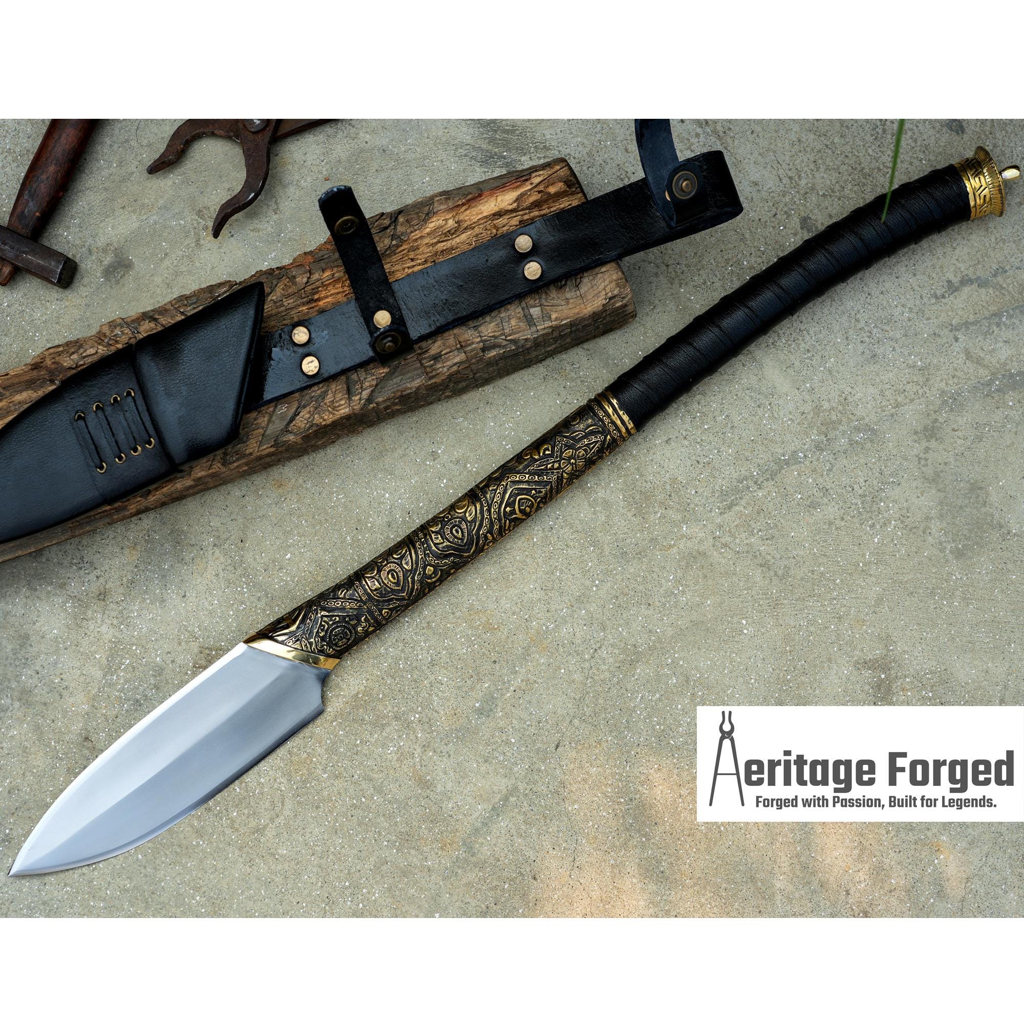 HELLBOY SPEAR / hand forged spear /8 inches Long Blade spear/ Collectible Spear/ Full tang/ spring of truck/ Tempered/Sharpen/ Movie spear