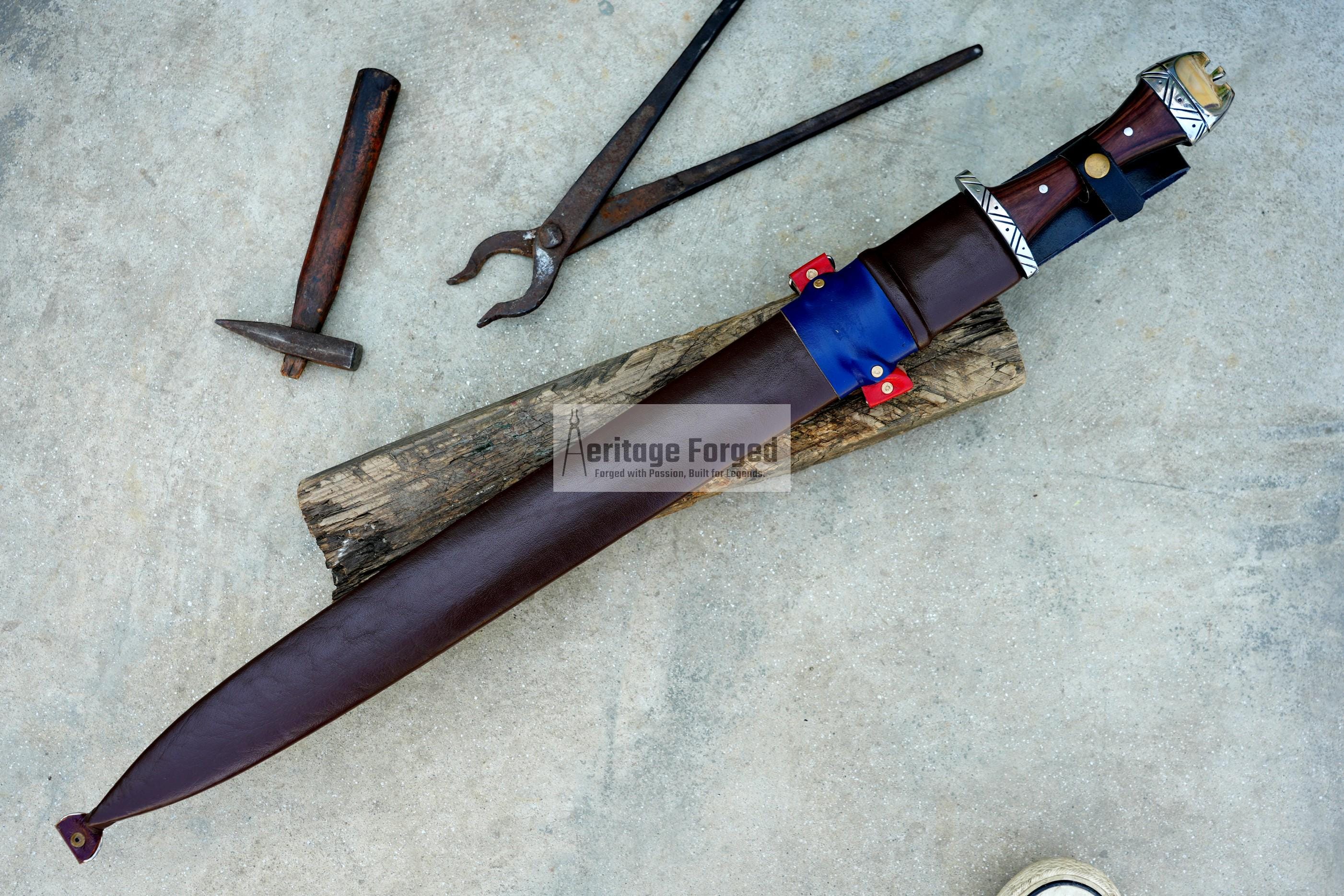 VIKING SWORD/24 inches Long Blade hand forged Sword/Leaf spring of truck/Rosewood Handle/Sharpen/Tempered/Ready to use/knife/knives