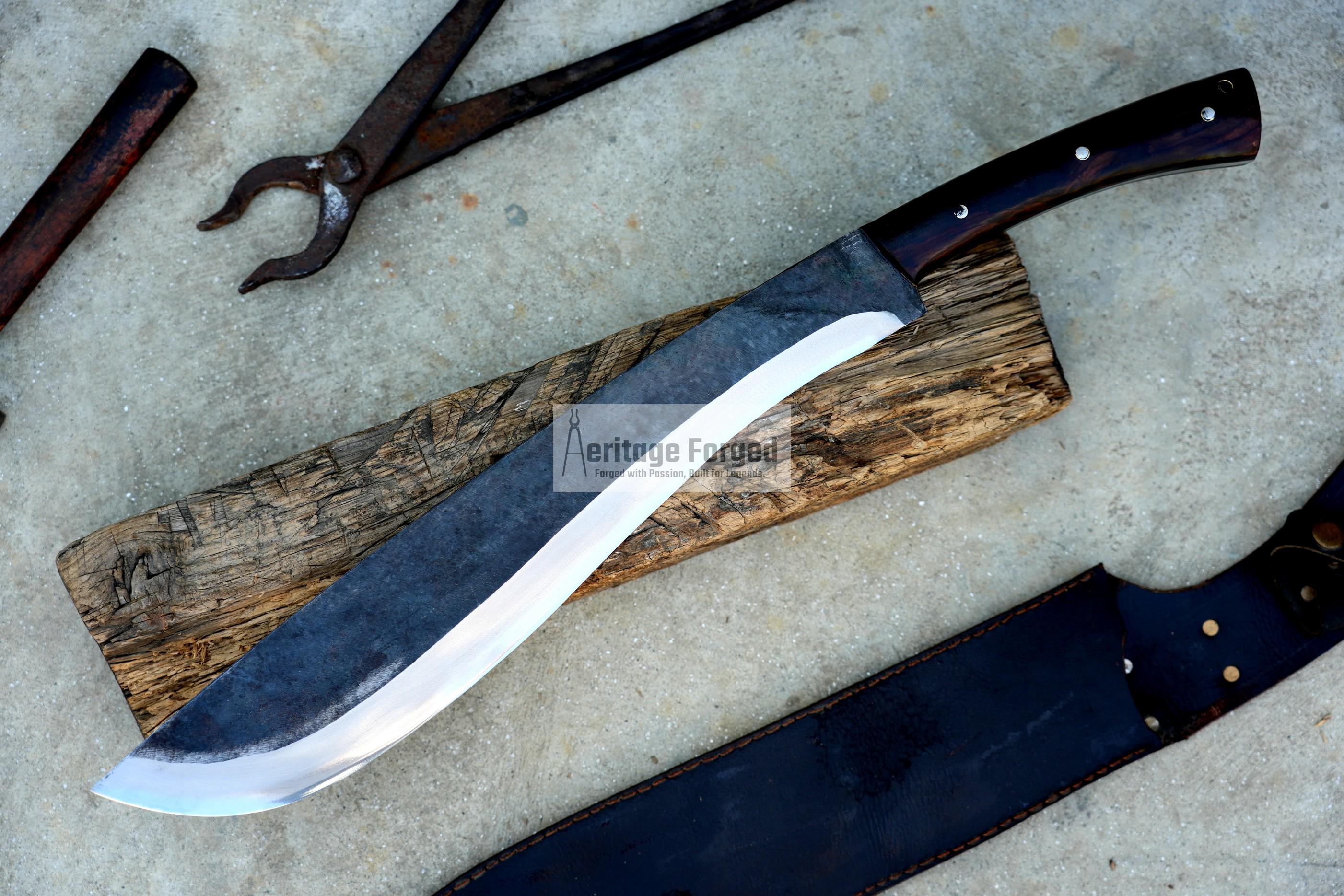 JUNGLE MACHETE / Large Jungle Machete/16 inches Long Blade Heavy duties machete/ Full tang/ Leaf spring of truck/ Tempered/Sharpen/Working
