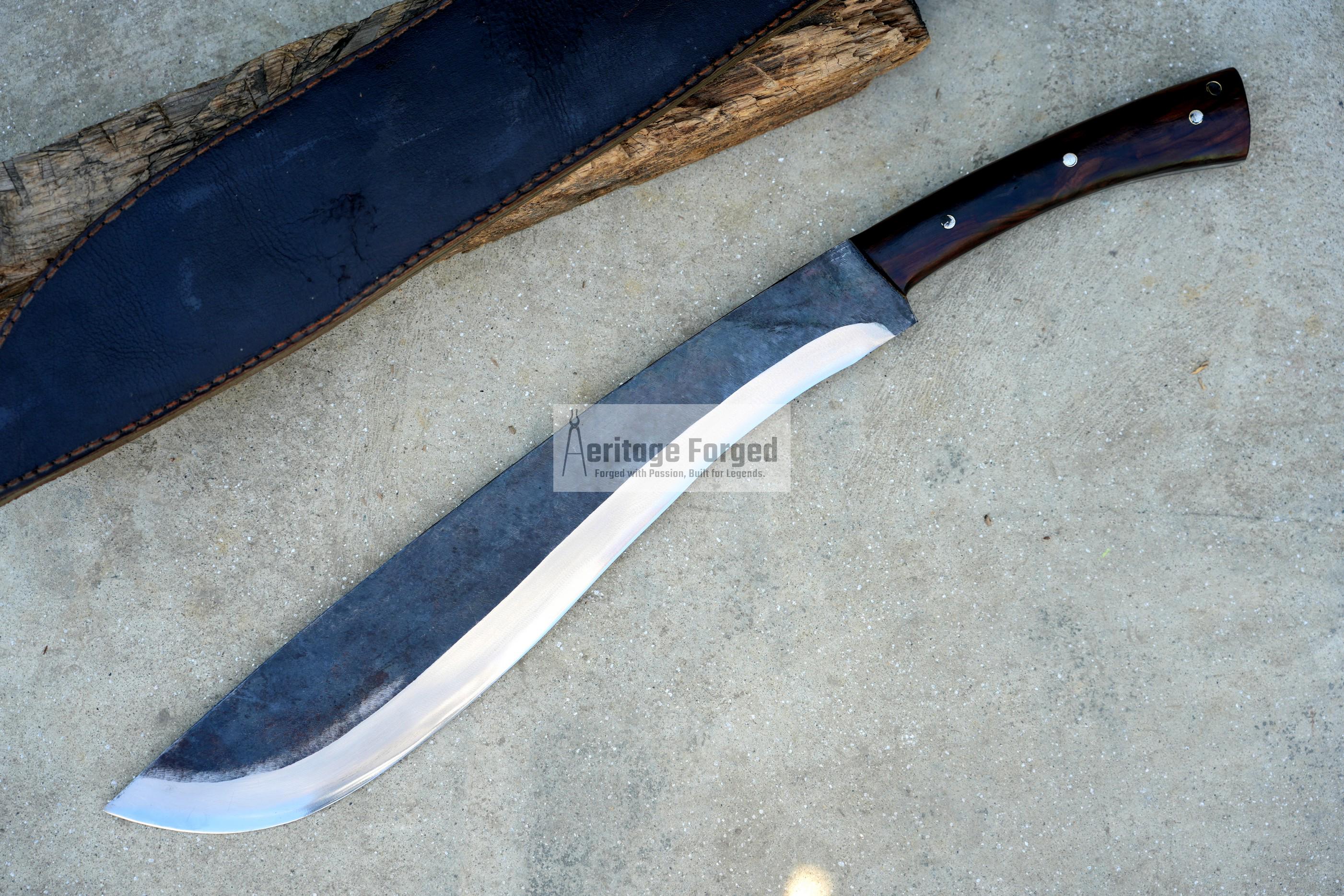JUNGLE MACHETE / Large Jungle Machete/16 inches Long Blade Heavy duties machete/ Full tang/ Leaf spring of truck/ Tempered/Sharpen/Working