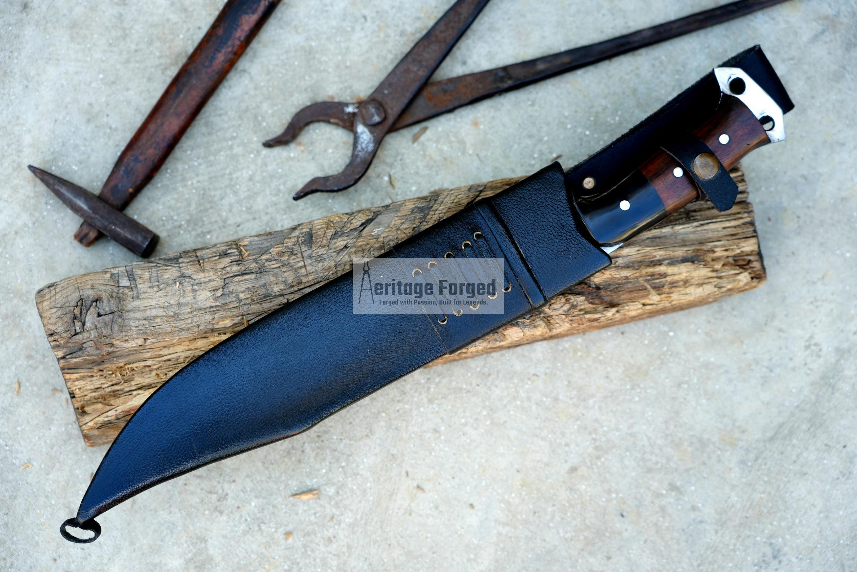 BOWIE KNIFE / 13 inches long Blade chopper / Hand forged Bowie knife / Made from Leaf spring of truck / Tempered / Sharpen/ Ready to use