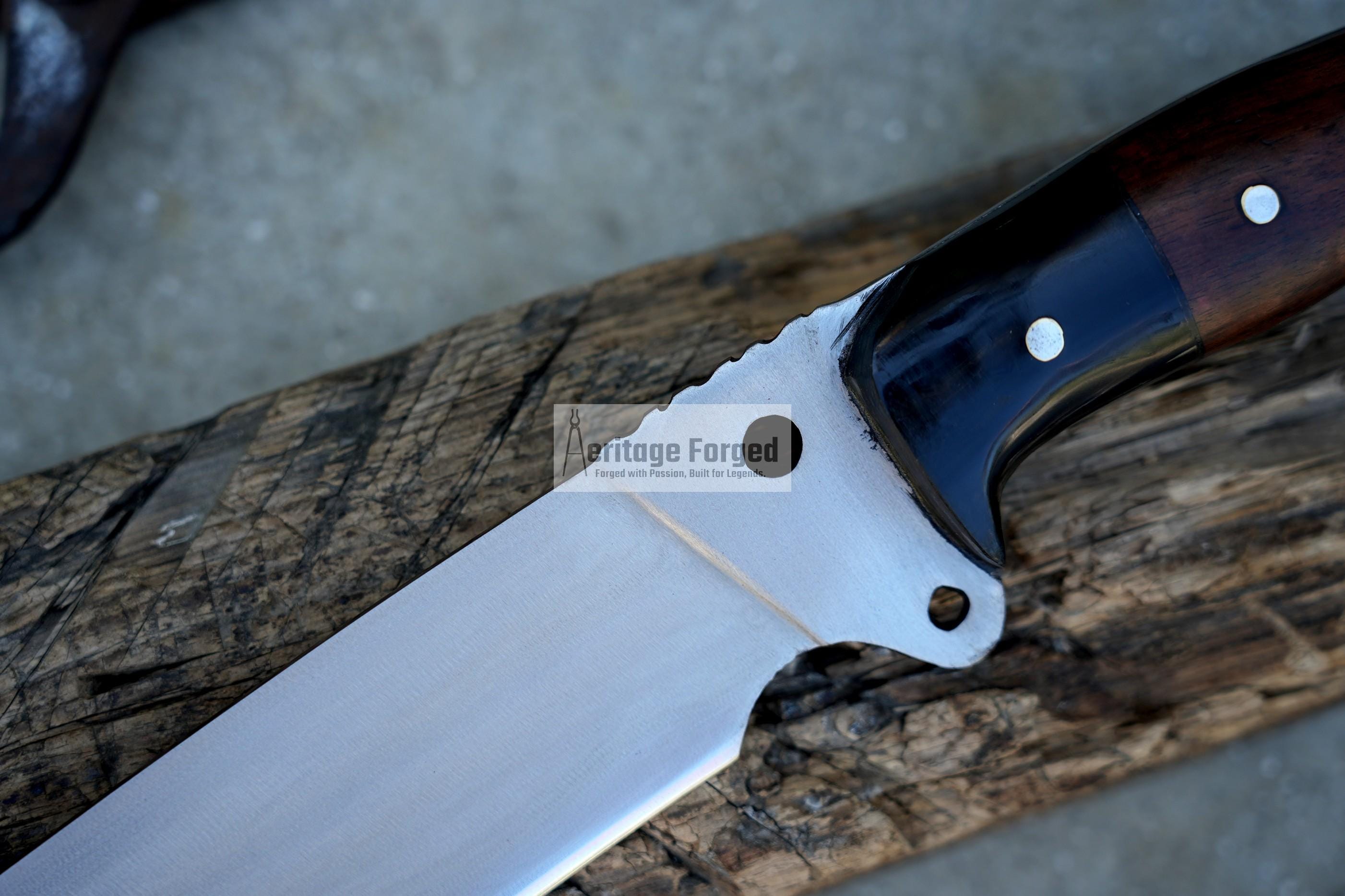 BOWIE KNIFE / 13 inches long Blade chopper / Hand forged Bowie knife / Made from Leaf spring of truck / Tempered / Sharpen/ Ready to use