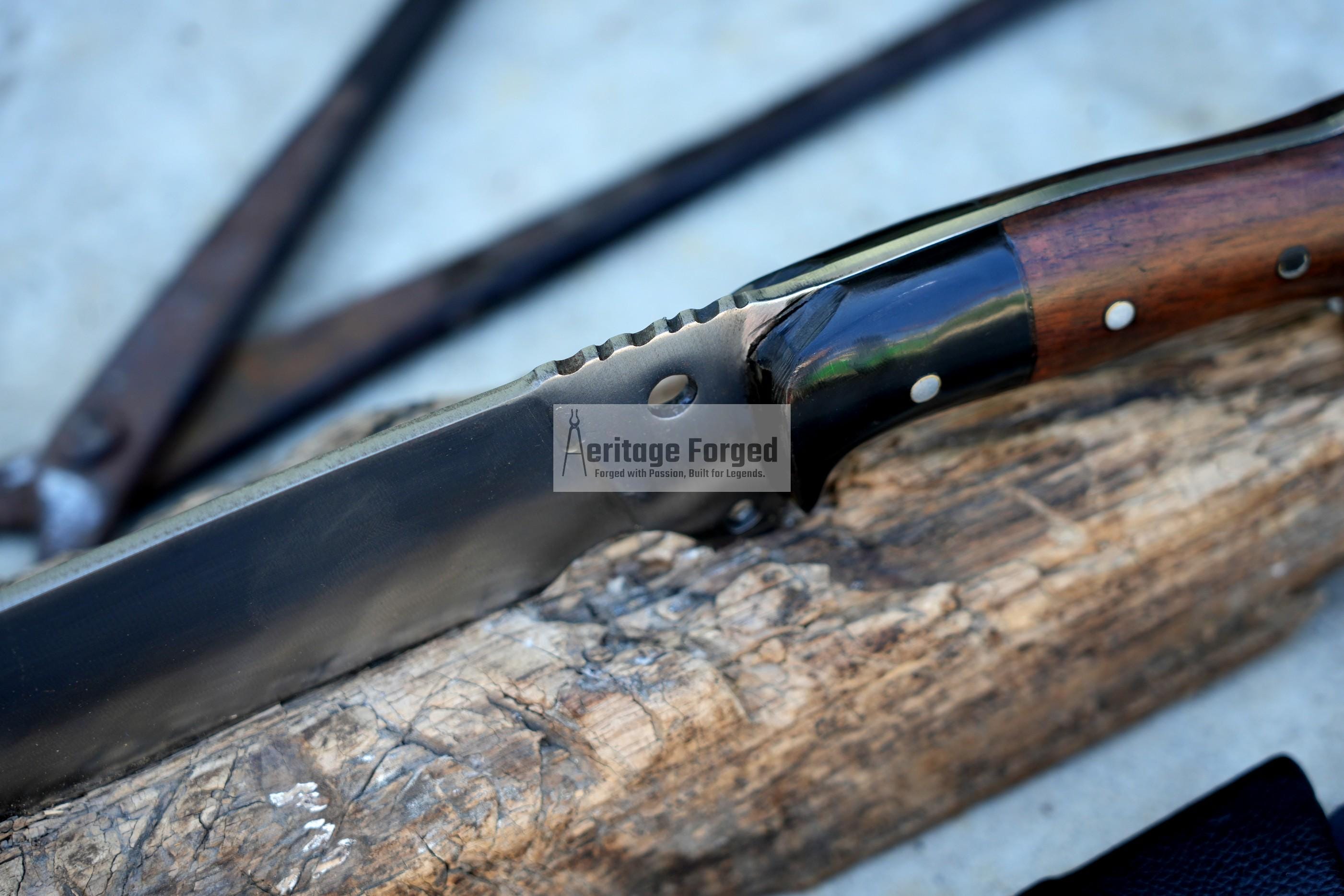 BOWIE KNIFE / 13 inches long Blade chopper / Hand forged Bowie knife / Made from Leaf spring of truck / Tempered / Sharpen/ Ready to use