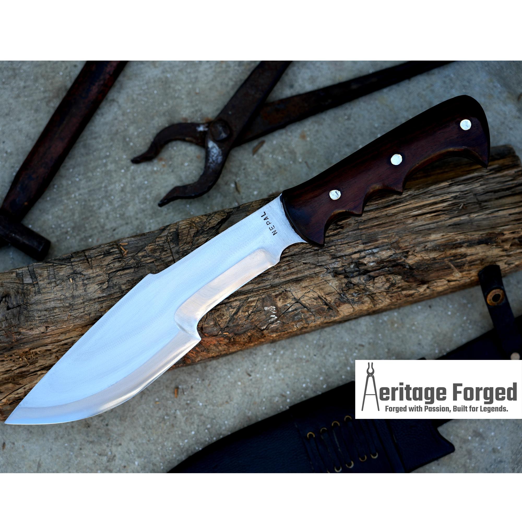 ARROWHEAD BOWIE KNIFE / 10 inches long Blade Hunting knife / Hand forged knife / Made from Leaf spring of truck / Tempered / Sharpen
