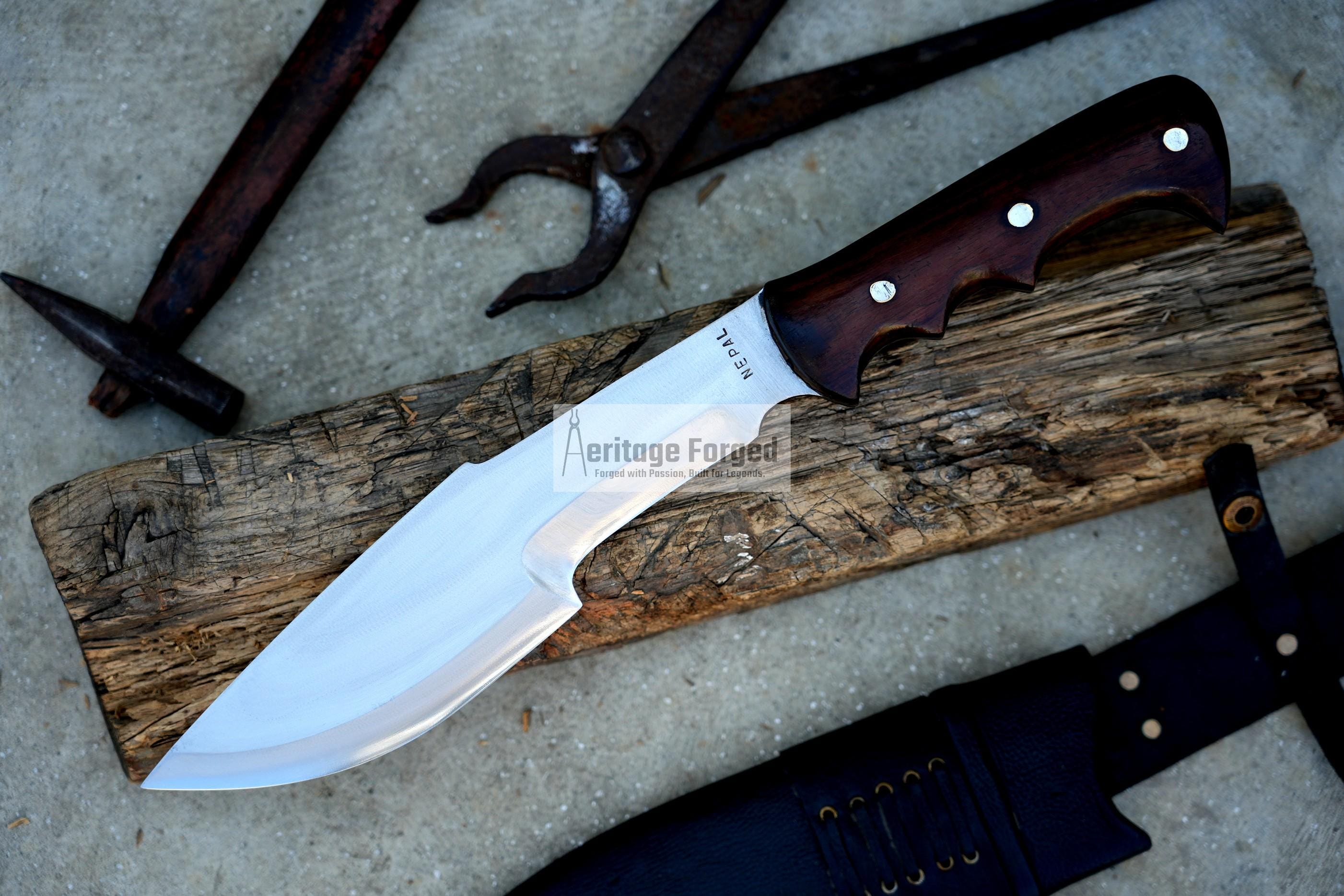 ARROWHEAD BOWIE KNIFE / 10 inches long Blade Hunting knife / Hand forged knife / Made from Leaf spring of truck / Tempered / Sharpen
