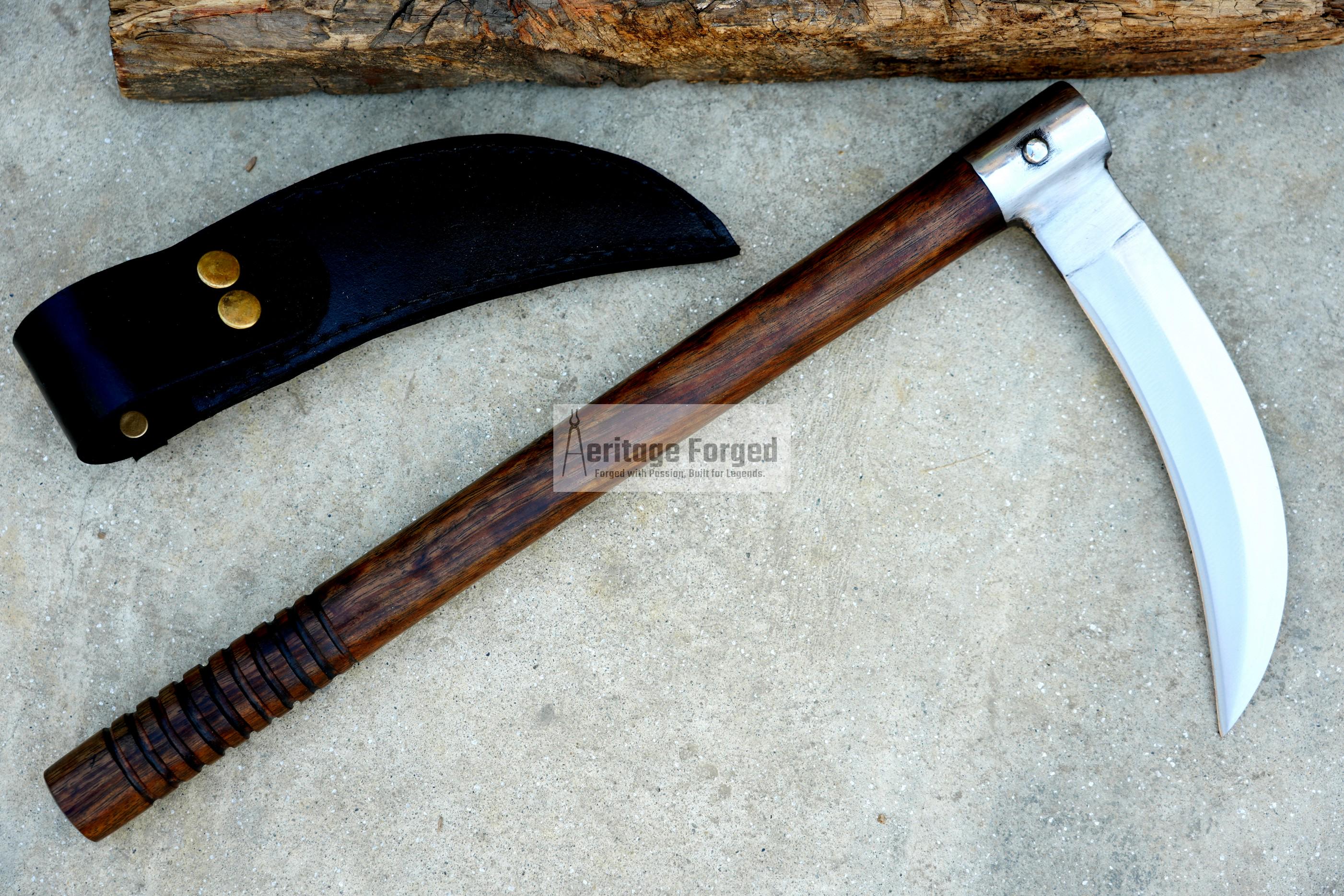KAMA KNIFE/Traditional Japanese knife/Farmer Sickle /Leaf spring of truck/Rosewood Handle/Sharpen/Tempered/Ready to use/knife/Heritage kama5