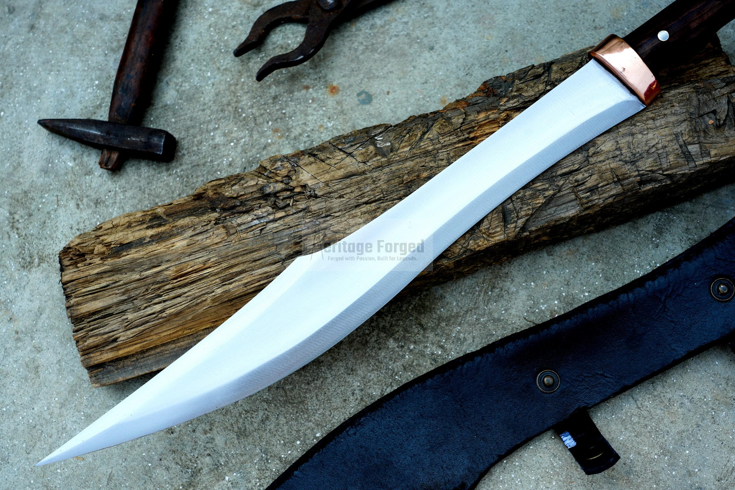 SCIMITAR SWORD/16 inches Long Blade hand forged Sword/Leaf spring of truck/Rosewood Handle/Sharpen/Tempered/Ready to use/knife/knives