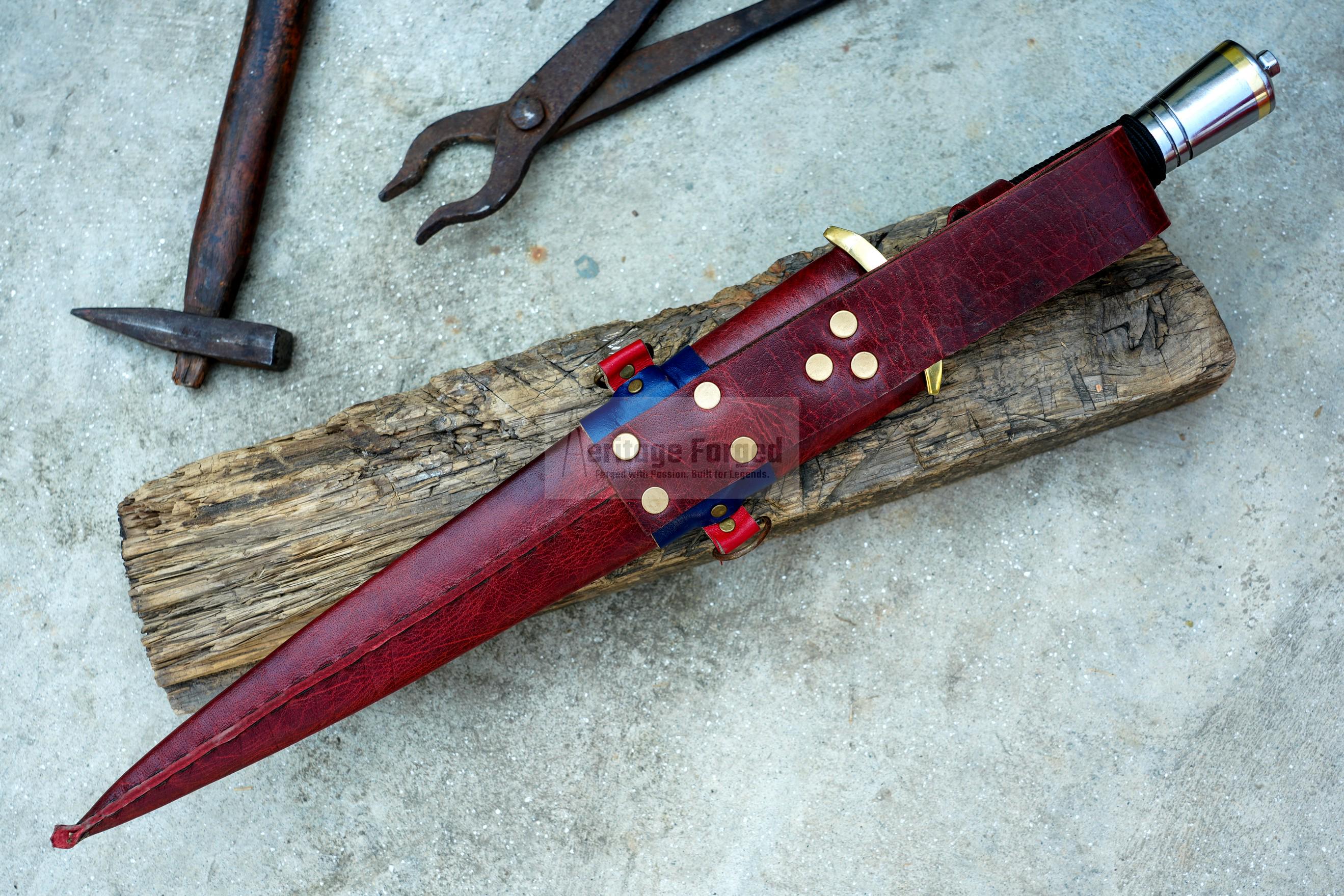 DAGGER/13 inches Long Blade hand forged Dagger/Leaf spring of truck/Paracord Handle/Sharpen/Tempered/Ready to use/knife/knives