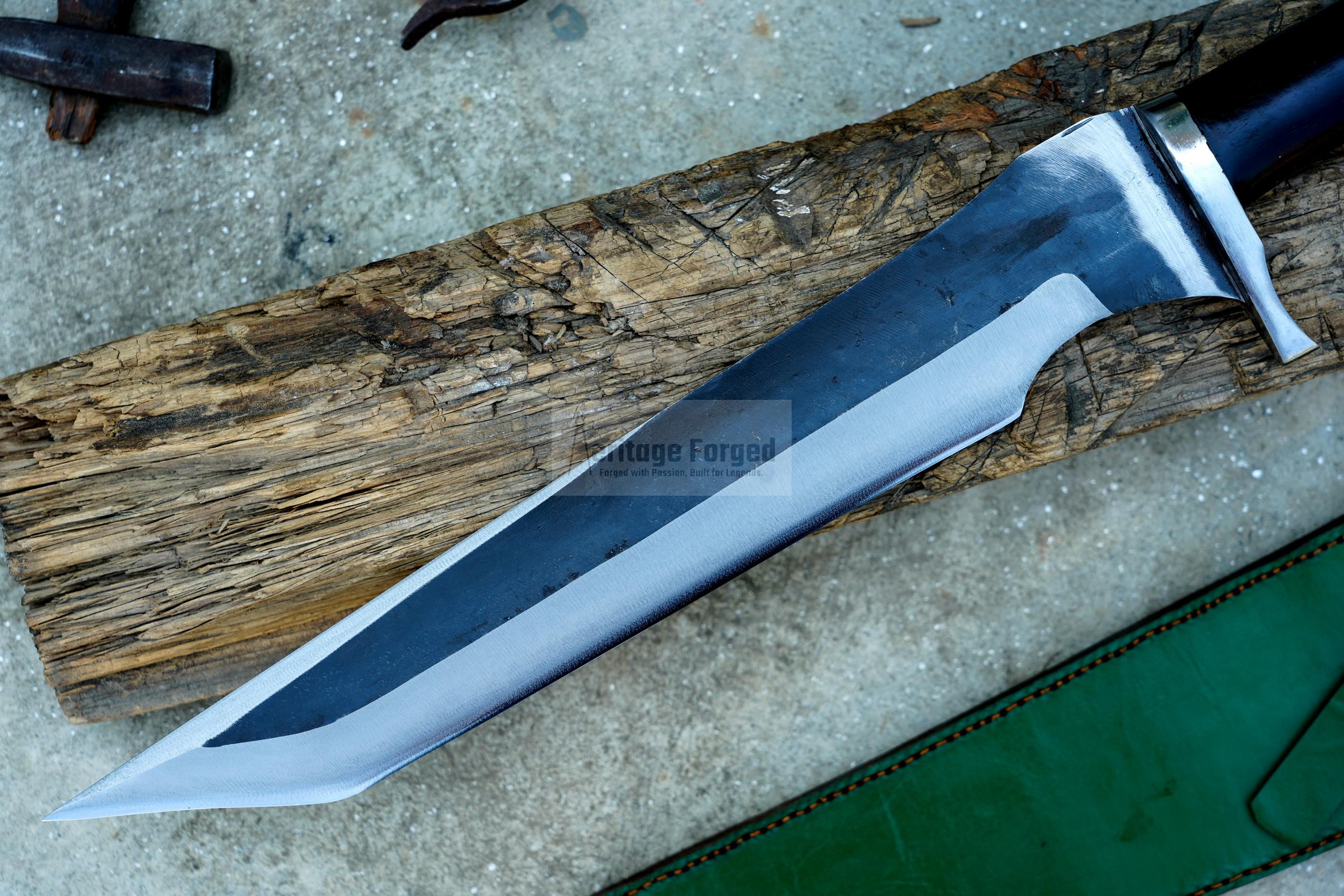 TANTO BOWIE /13  inches Long Blade hand forged tanto knife/Leaf spring of truck/Sharpen/Tempered/Ready to use/knife/knives/ Functional