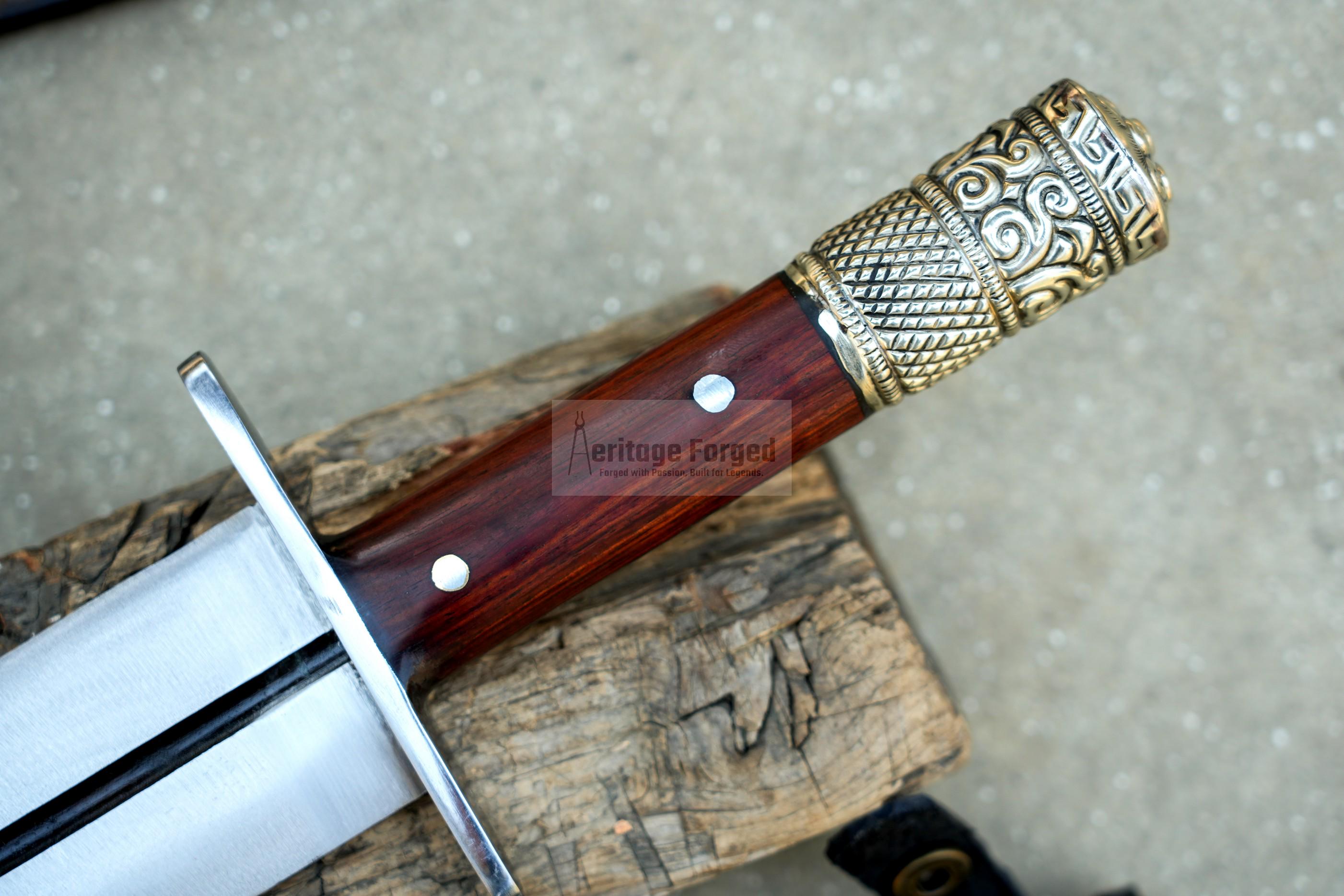 VIKING DAGGER/14 inches Long Blade hand forged Dagger/Leaf spring of truck/Rosewood Handle/Sharpen/Tempered/Ready to use/knife/knives