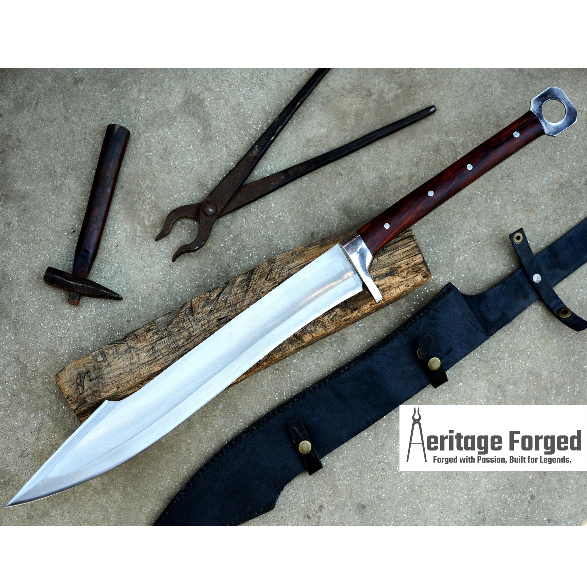 SPARTAN MACHETE /18 inches Long Blade hand forged Sword/Leaf spring of truck/Rosewood Handle/Sharpen/Tempered/Ready to use/knife/knives