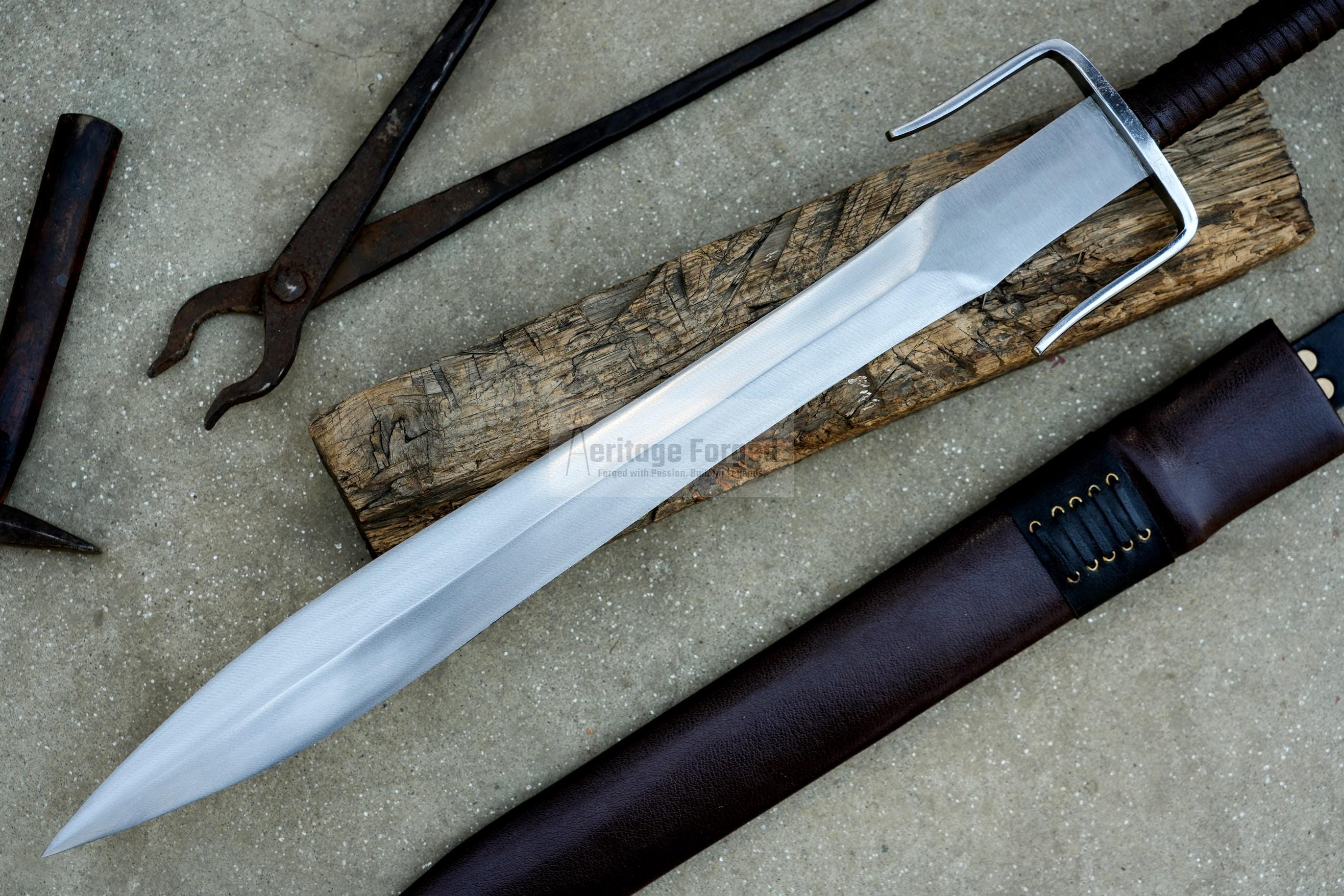 GREEK XIPHOS/ 21 inches Long Blade hand forged historical Sword/Leaf spring of truck/Wooden Handle/Custom forged sword