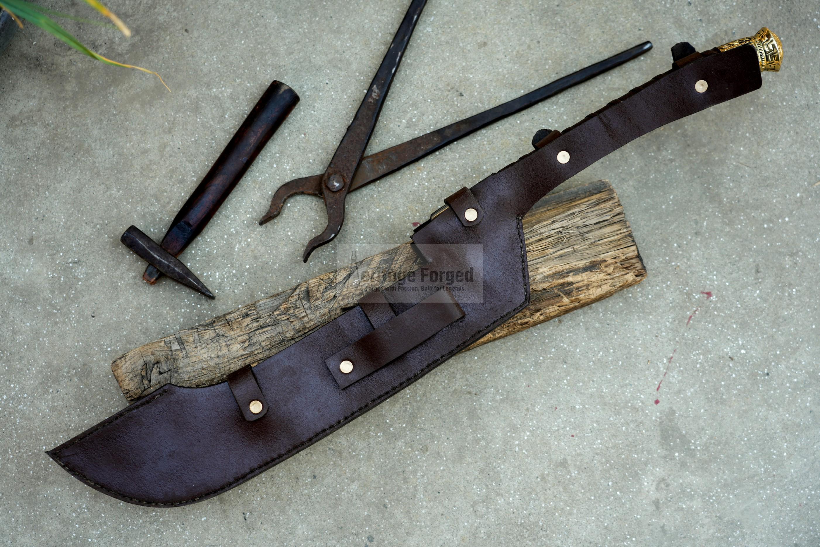 EXTRA LARGE CHOPPER / Large Jungle Cleaver /Blade Heavy duties machete/ Full tang/ Leaf spring of truck/ Tempered/Sharpen/ hybrid axe
