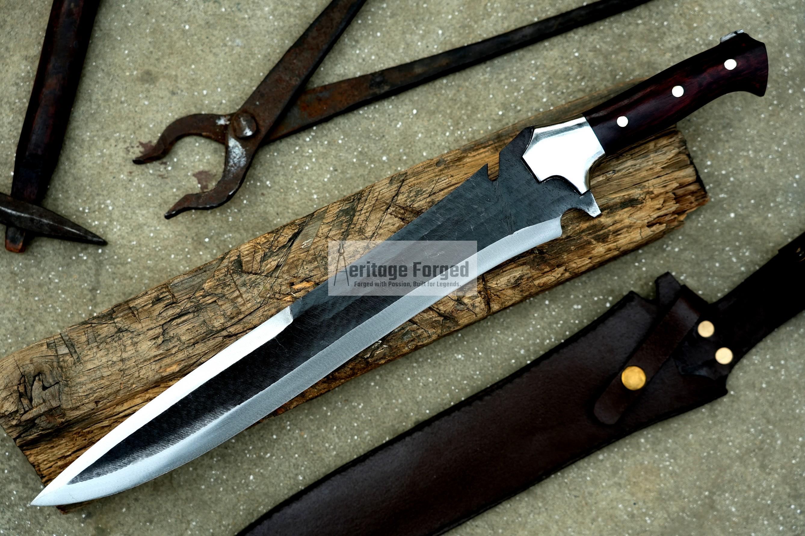 KRAUSER MACHETE/14 inches long Blade handmade DAGGER/ Real working machete/ Movie knife/Best for Heavy duties/Carbon steel/Sharp