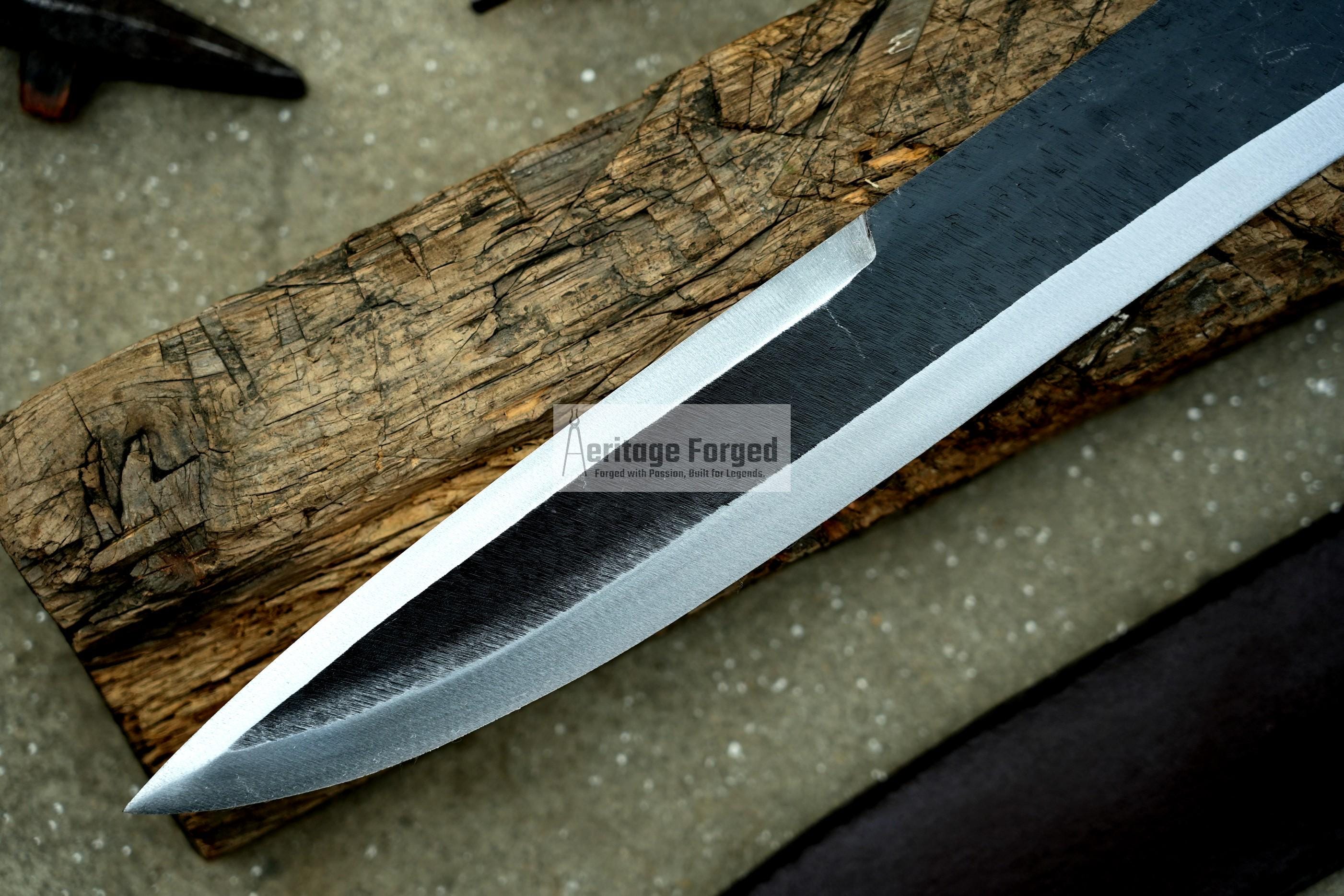 KRAUSER MACHETE/14 inches long Blade handmade DAGGER/ Real working machete/ Movie knife/Best for Heavy duties/Carbon steel/Sharp