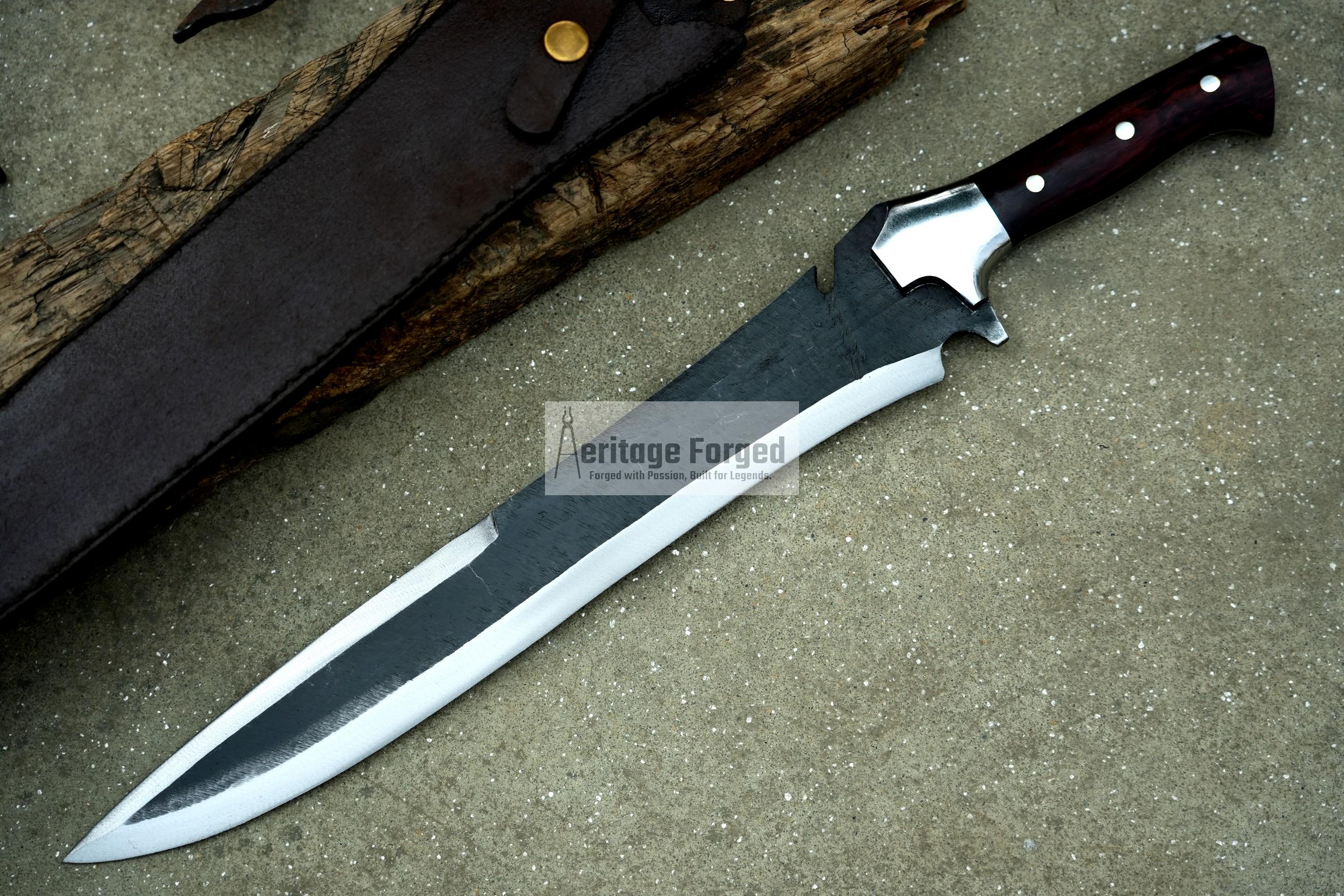 KRAUSER MACHETE/14 inches long Blade handmade DAGGER/ Real working machete/ Movie knife/Best for Heavy duties/Carbon steel/Sharp
