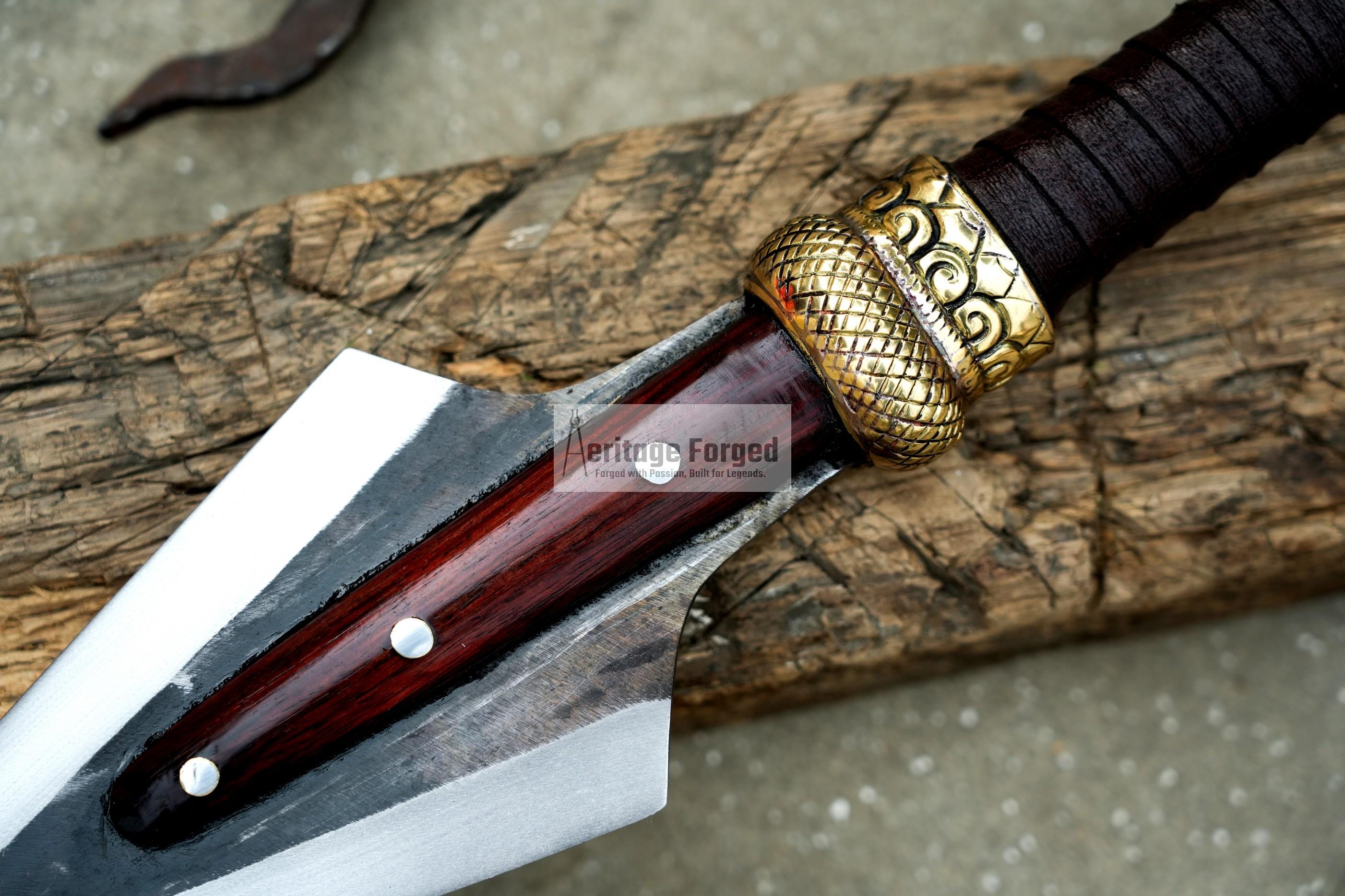 HUNTING SPEAR / hand forged spear /Short Handle spear/ throwing Spear/ Full tang/ Leaf spring of truck/ Tempered/Sharpen