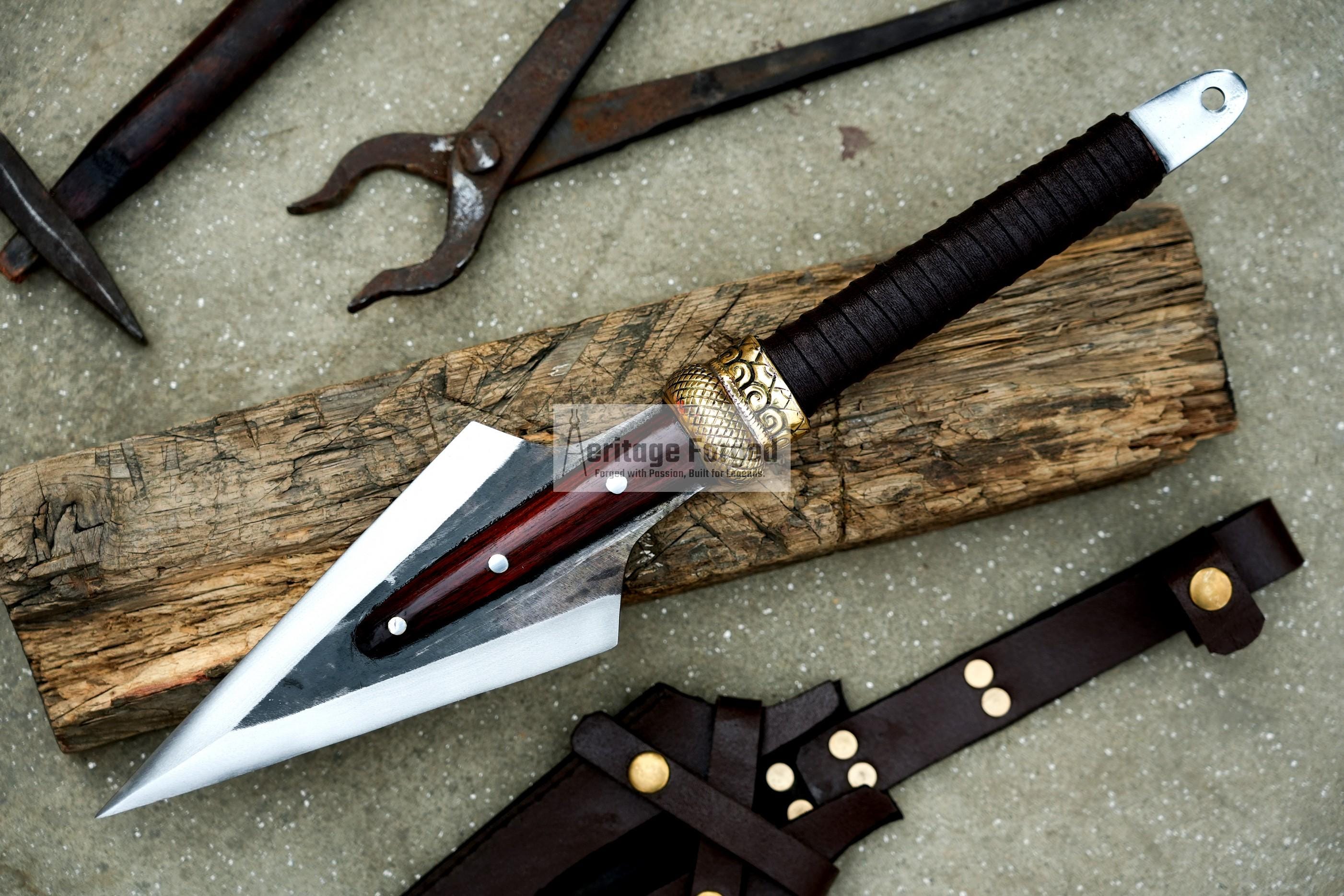 HUNTING SPEAR / hand forged spear /Short Handle spear/ throwing Spear/ Full tang/ Leaf spring of truck/ Tempered/Sharpen