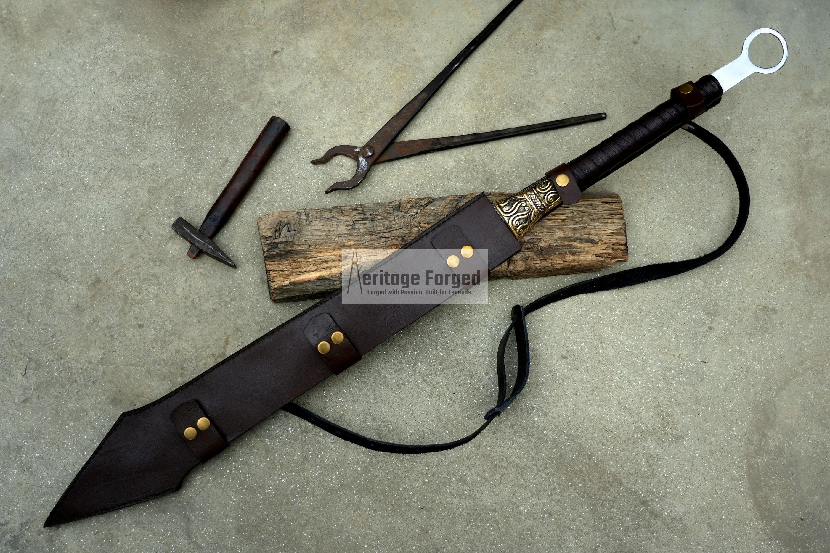 KINGS SWORD/24 inches Long Blade hand forged Sword/Leaf spring of truck/Rosewood Handle/Sharpen/Tempered/Ready to use/knife/knives