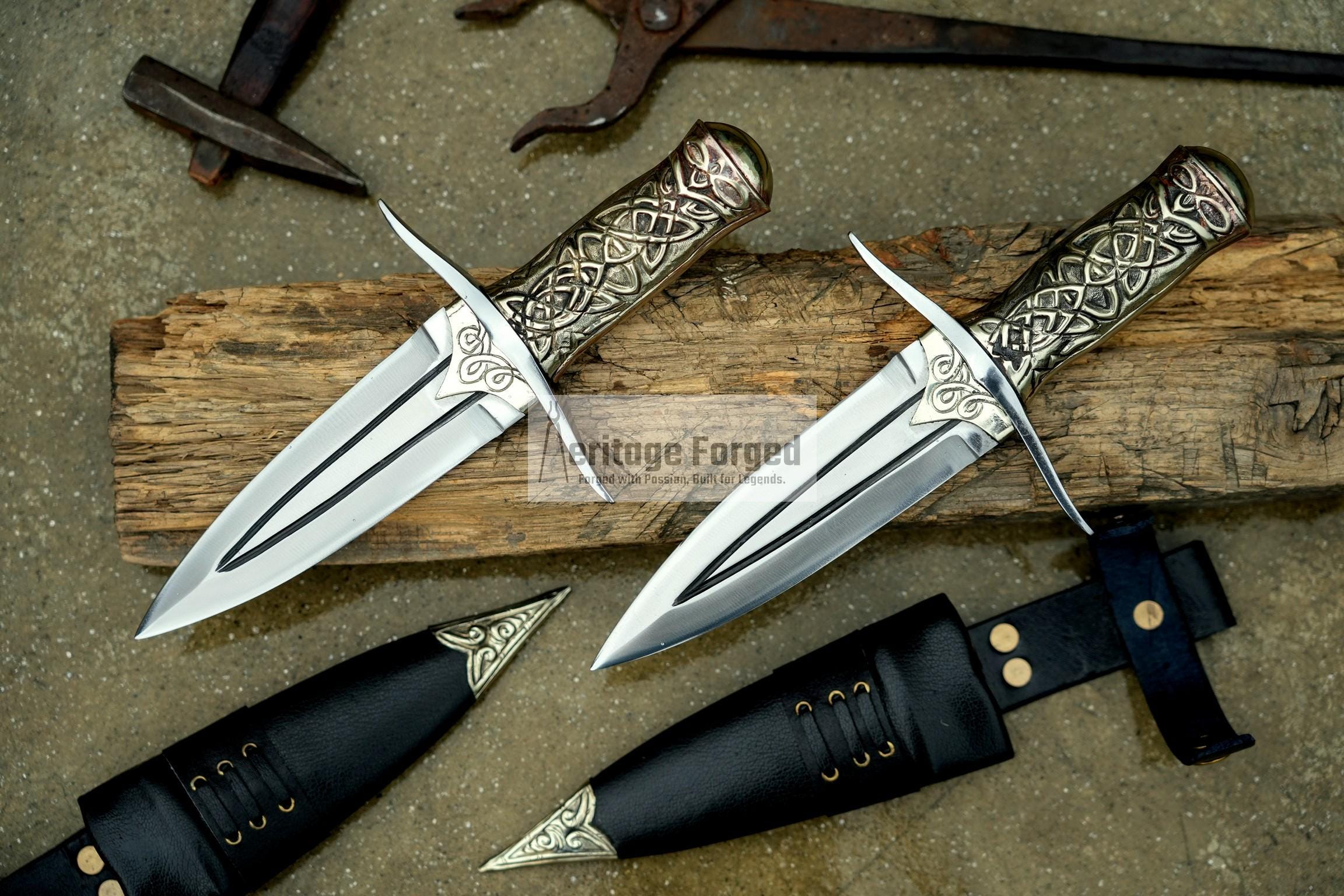 2 HAND FORGED DAGGER / 6 inches long Blade exotic knife / Hand forged knife / Made from Leaf spring of truck / Tempered / Sharpen