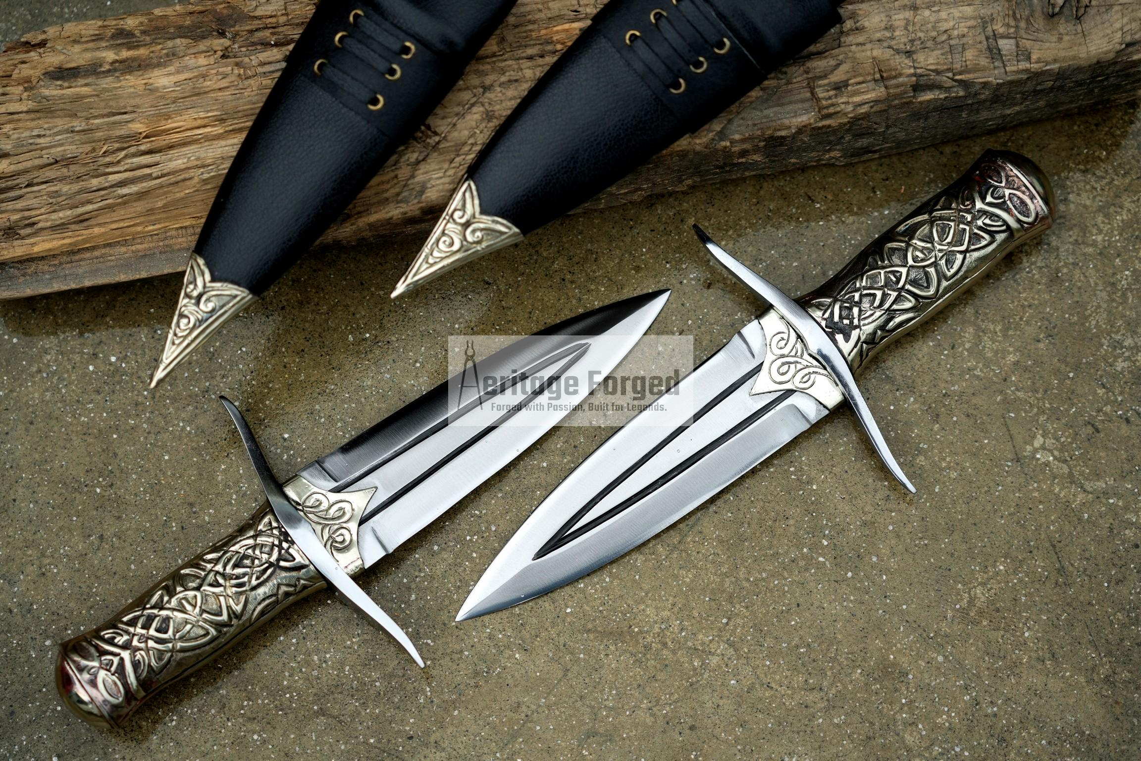 2 HAND FORGED DAGGER / 6 inches long Blade exotic knife / Hand forged knife / Made from Leaf spring of truck / Tempered / Sharpen