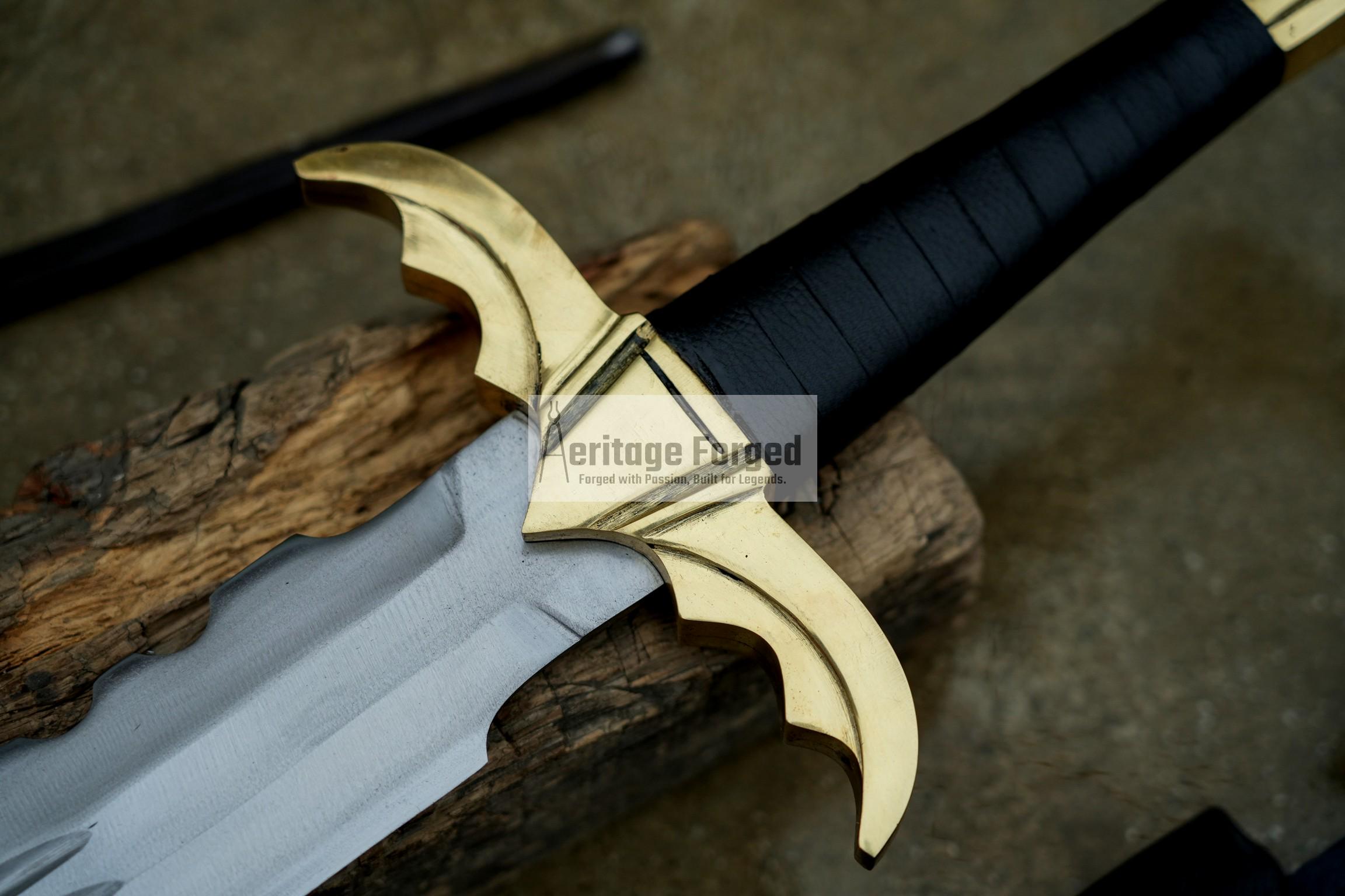 FIRST KNIGHT SWORD/24 inches Long Blade hand forged Sword/Leaf spring of truck/Rosewood Handle/Sharpen/Tempered/Ready to use/Movie sword