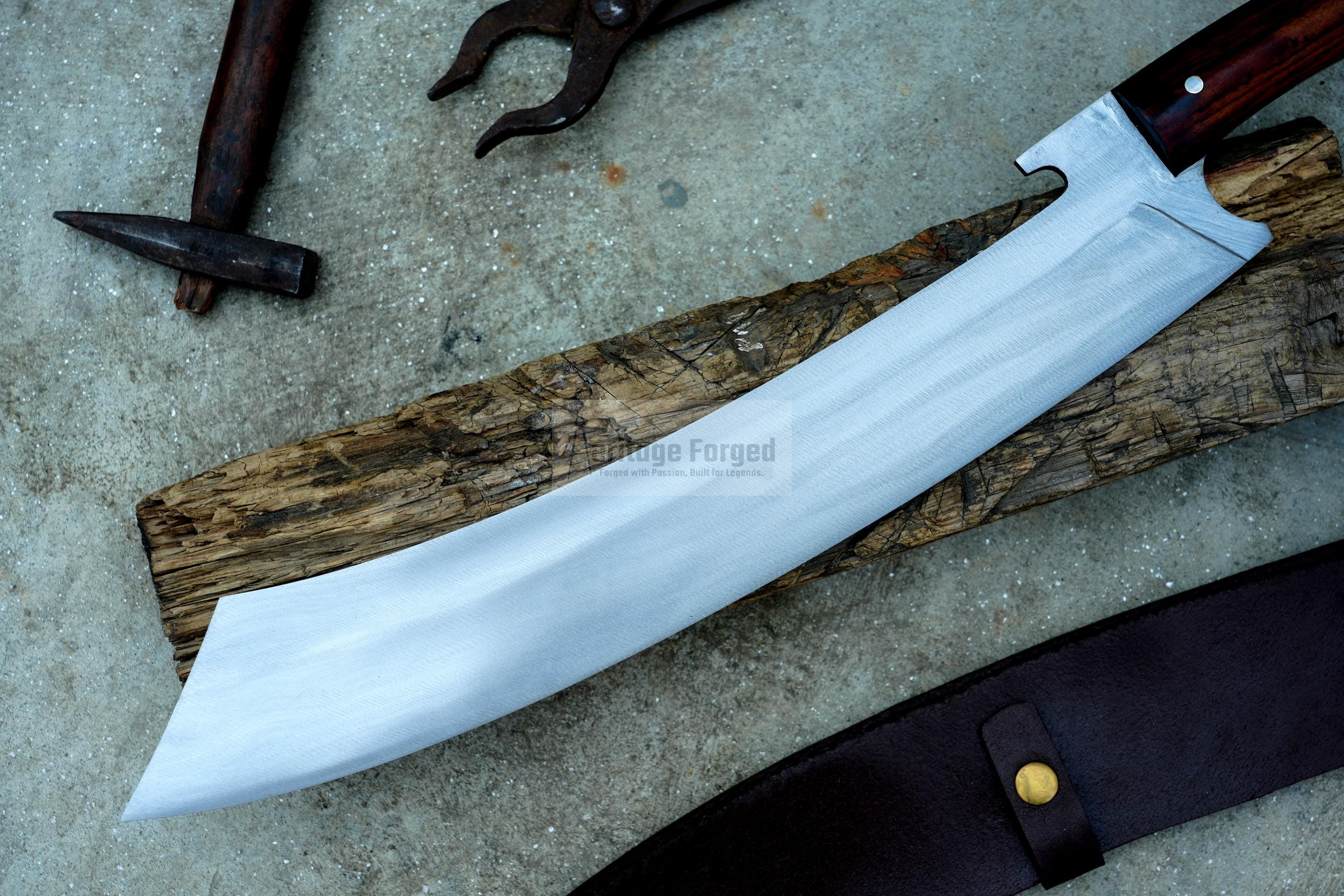 KHOPESH MACHETE/ 16 inches Long Blade hand forged Egyptian  khopesh sword /Leaf spring of truck /Sharpen/Tempered/Ready to use/knife/knives