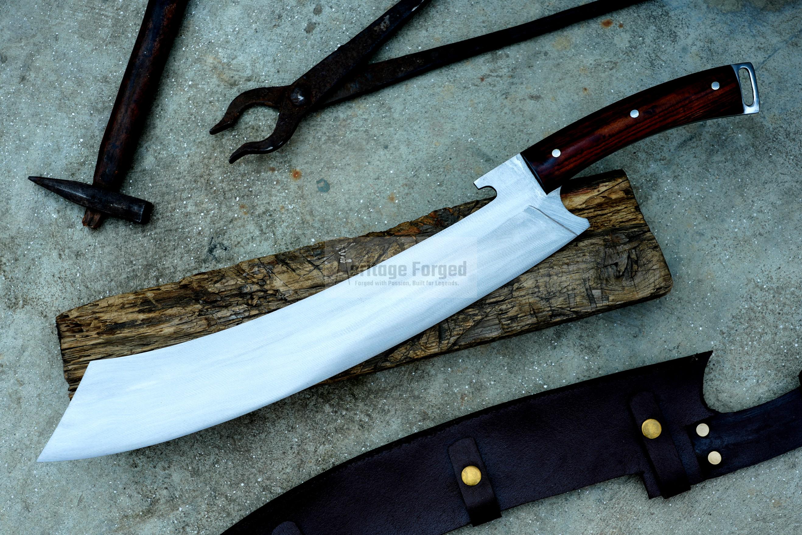KHOPESH MACHETE/ 16 inches Long Blade hand forged Egyptian  khopesh sword /Leaf spring of truck /Sharpen/Tempered/Ready to use/knife/knives