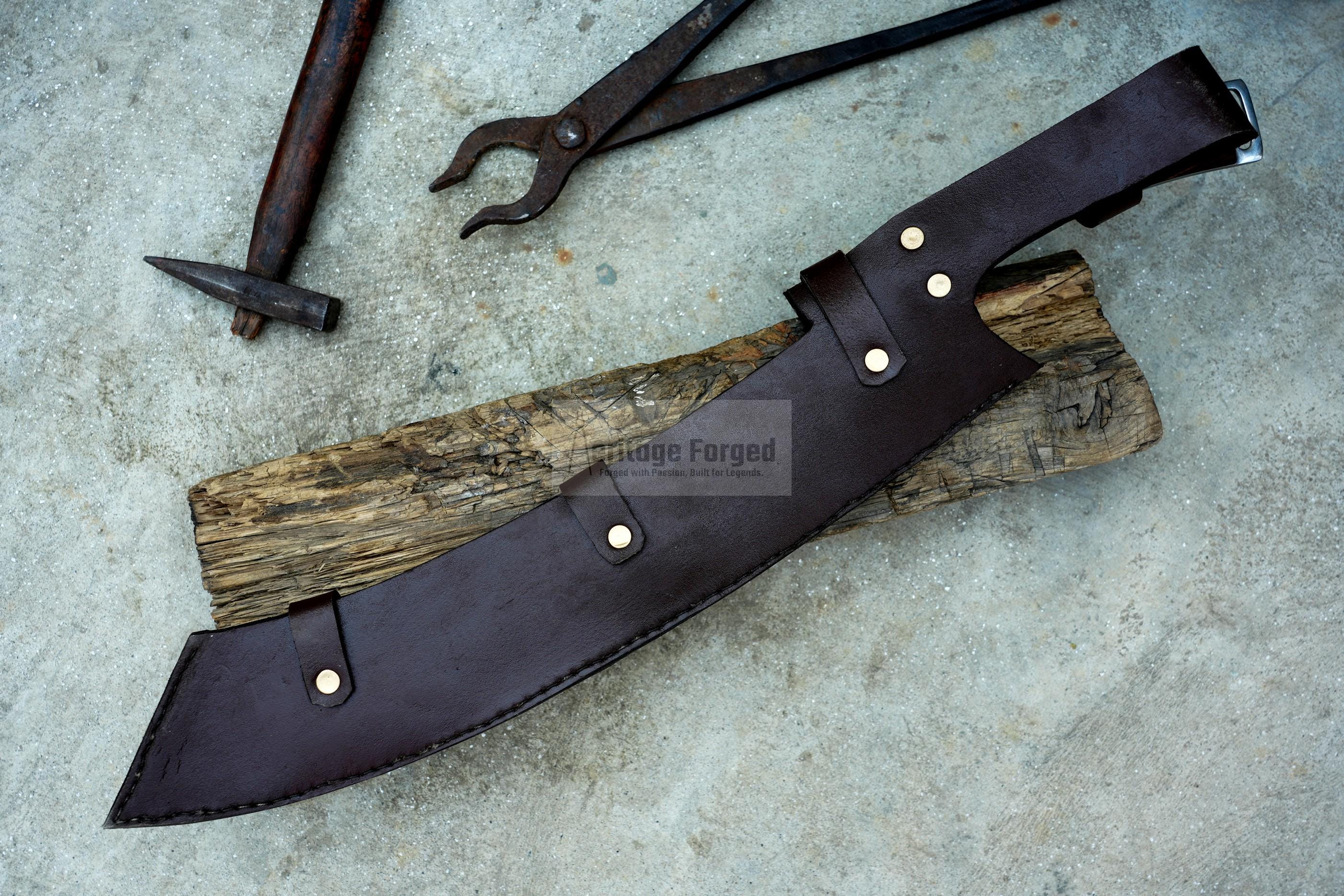 KHOPESH MACHETE/ 16 inches Long Blade hand forged Egyptian  khopesh sword /Leaf spring of truck /Sharpen/Tempered/Ready to use/knife/knives