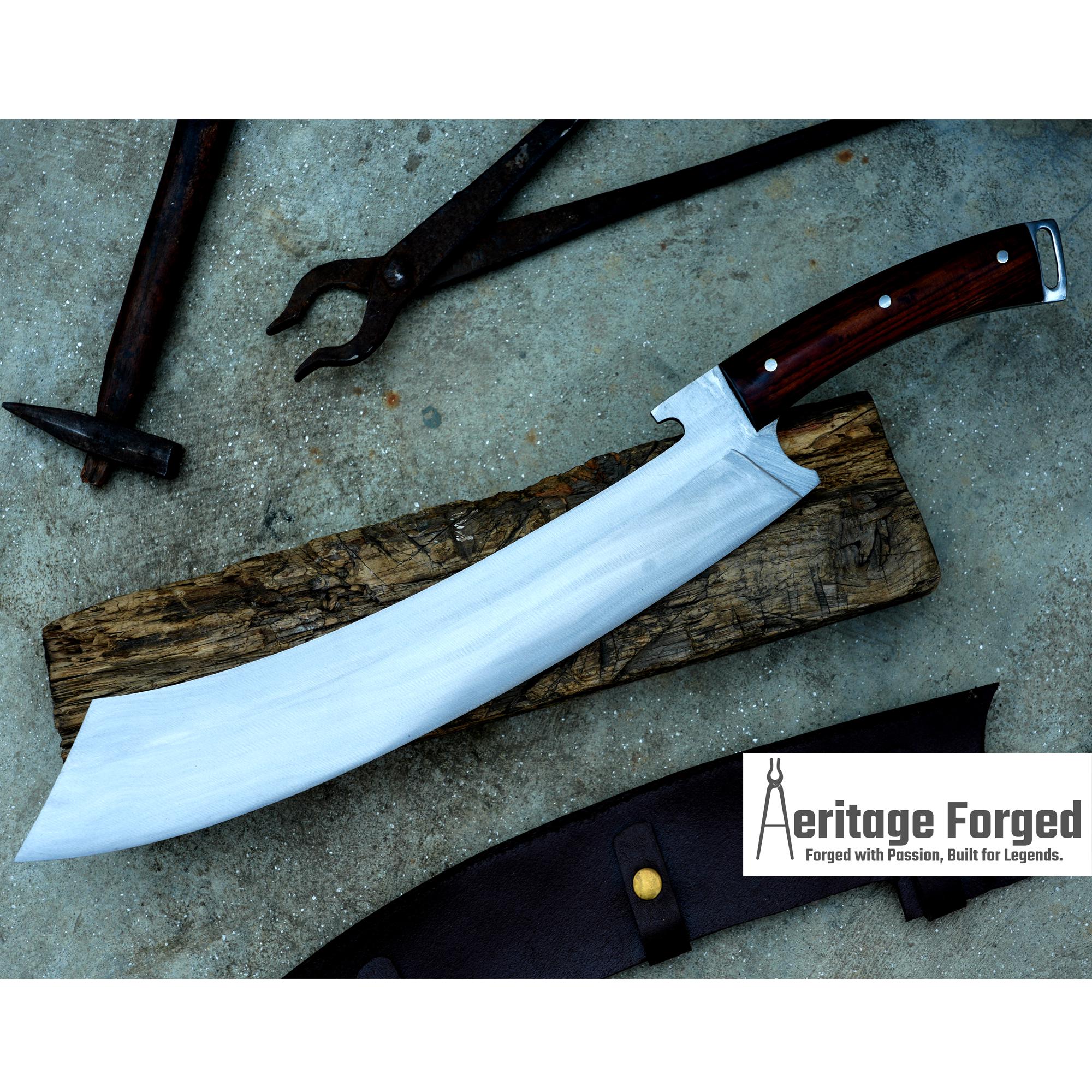 KHOPESH MACHETE/ 16 inches Long Blade hand forged Egyptian  khopesh sword /Leaf spring of truck /Sharpen/Tempered/Ready to use/knife/knives
