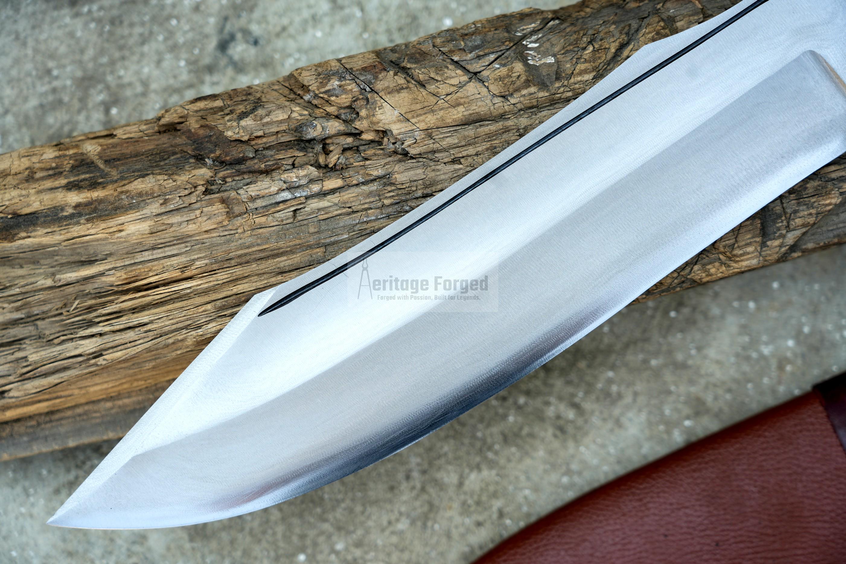 BOWIE KNIFE / 12 inches long Blade / Hand forged Bowie knife / Made from Leaf spring of truck / Tempered / Sharpen/ Ready to use