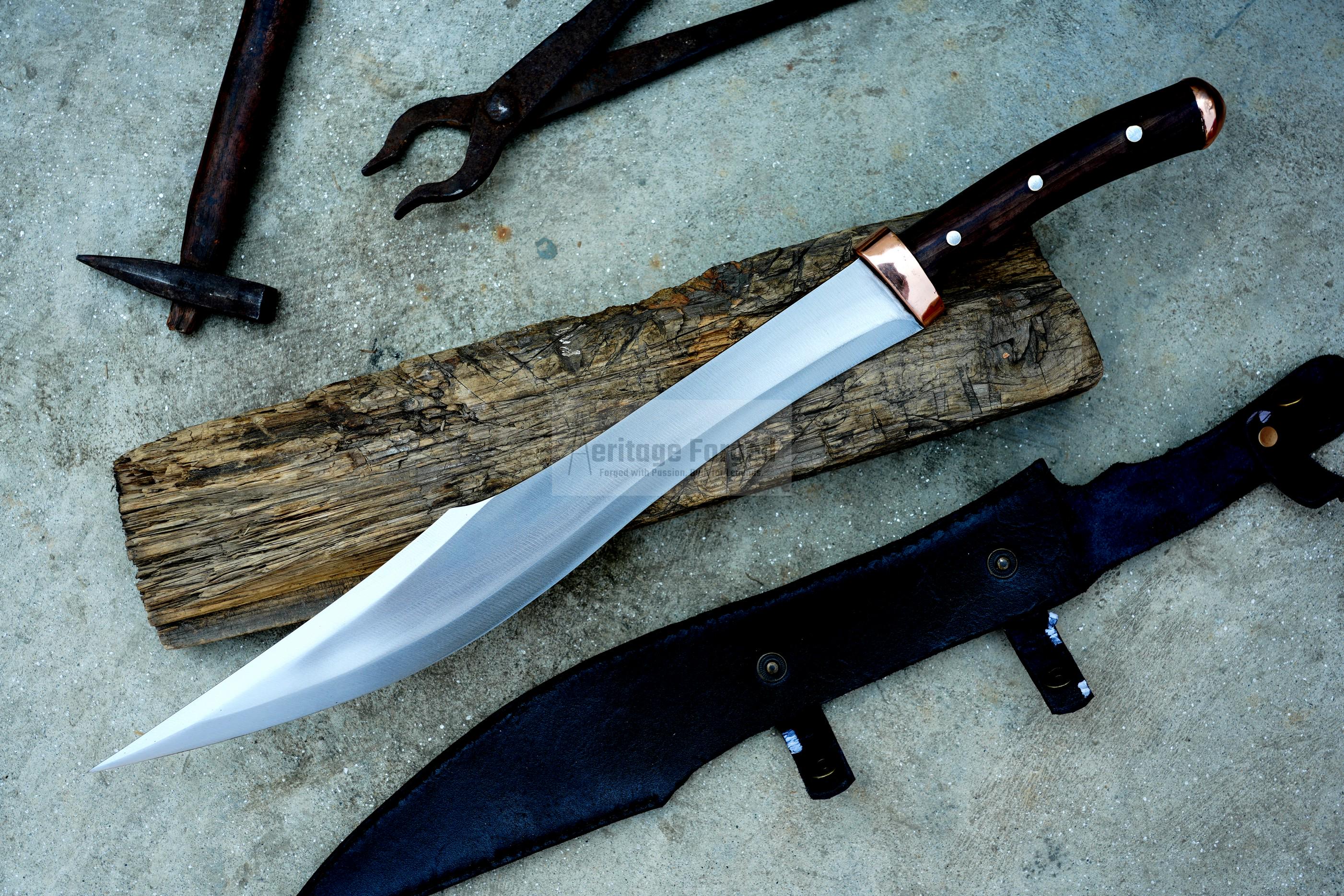 SCIMITAR SWORD/16 inches Long Blade hand forged Sword/Leaf spring of truck/Rosewood Handle/Sharpen/Tempered/Ready to use/knife/knives