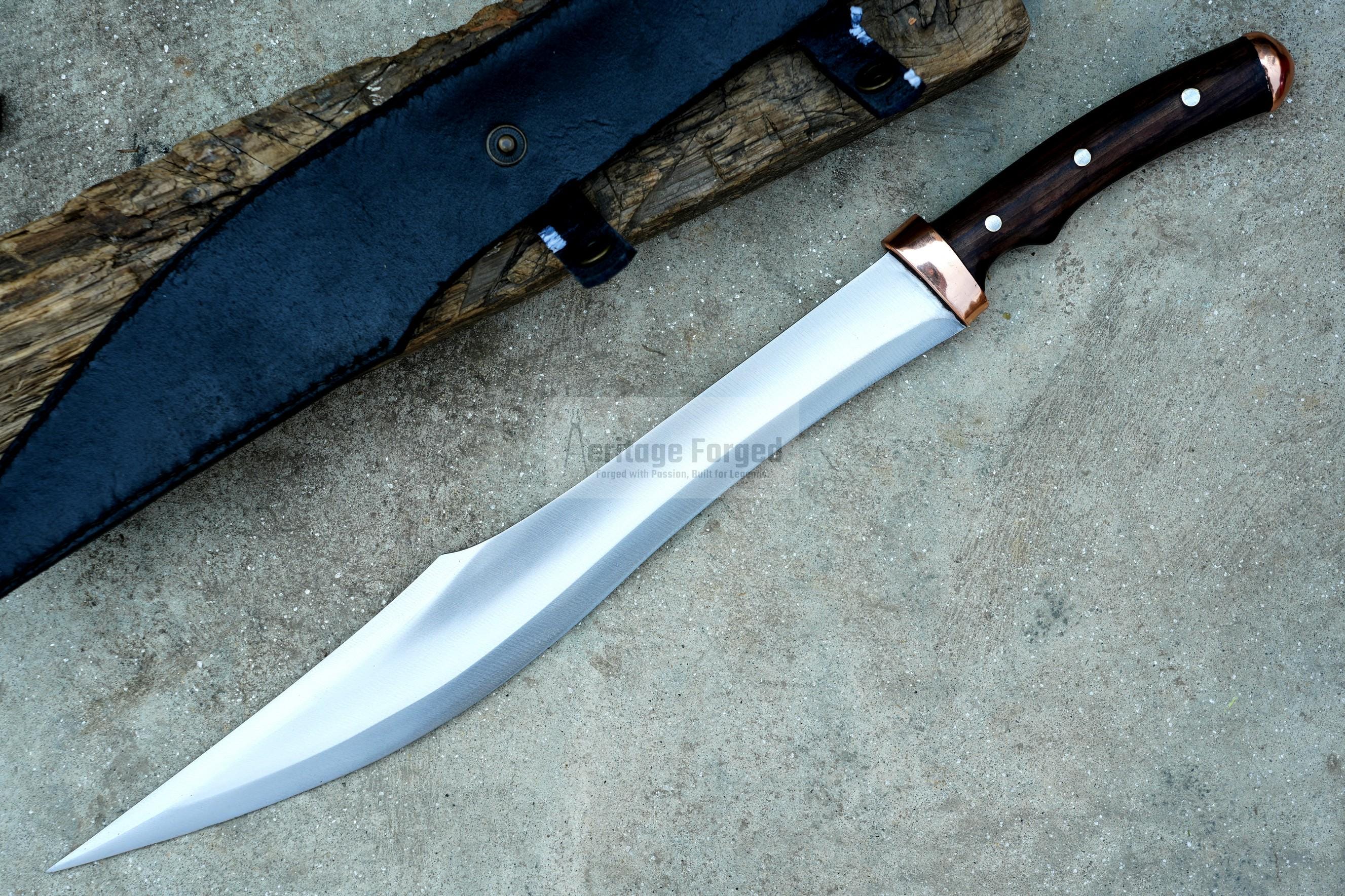 SCIMITAR SWORD/16 inches Long Blade hand forged Sword/Leaf spring of truck/Rosewood Handle/Sharpen/Tempered/Ready to use/knife/knives