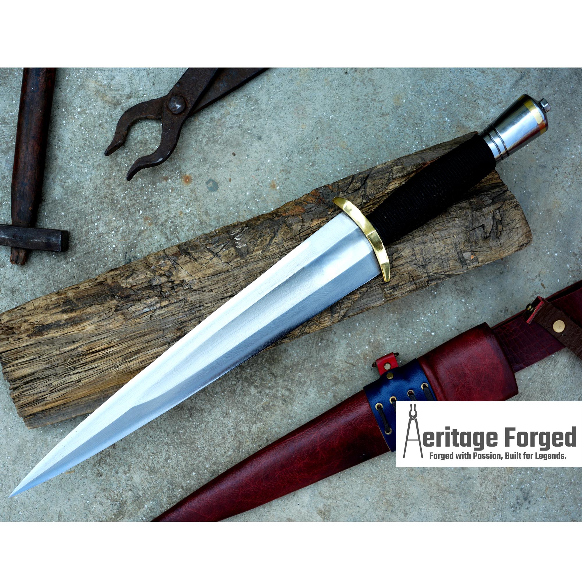 DAGGER/13 inches Long Blade hand forged Dagger/Leaf spring of truck/Paracord Handle/Sharpen/Tempered/Ready to use/knife/knives