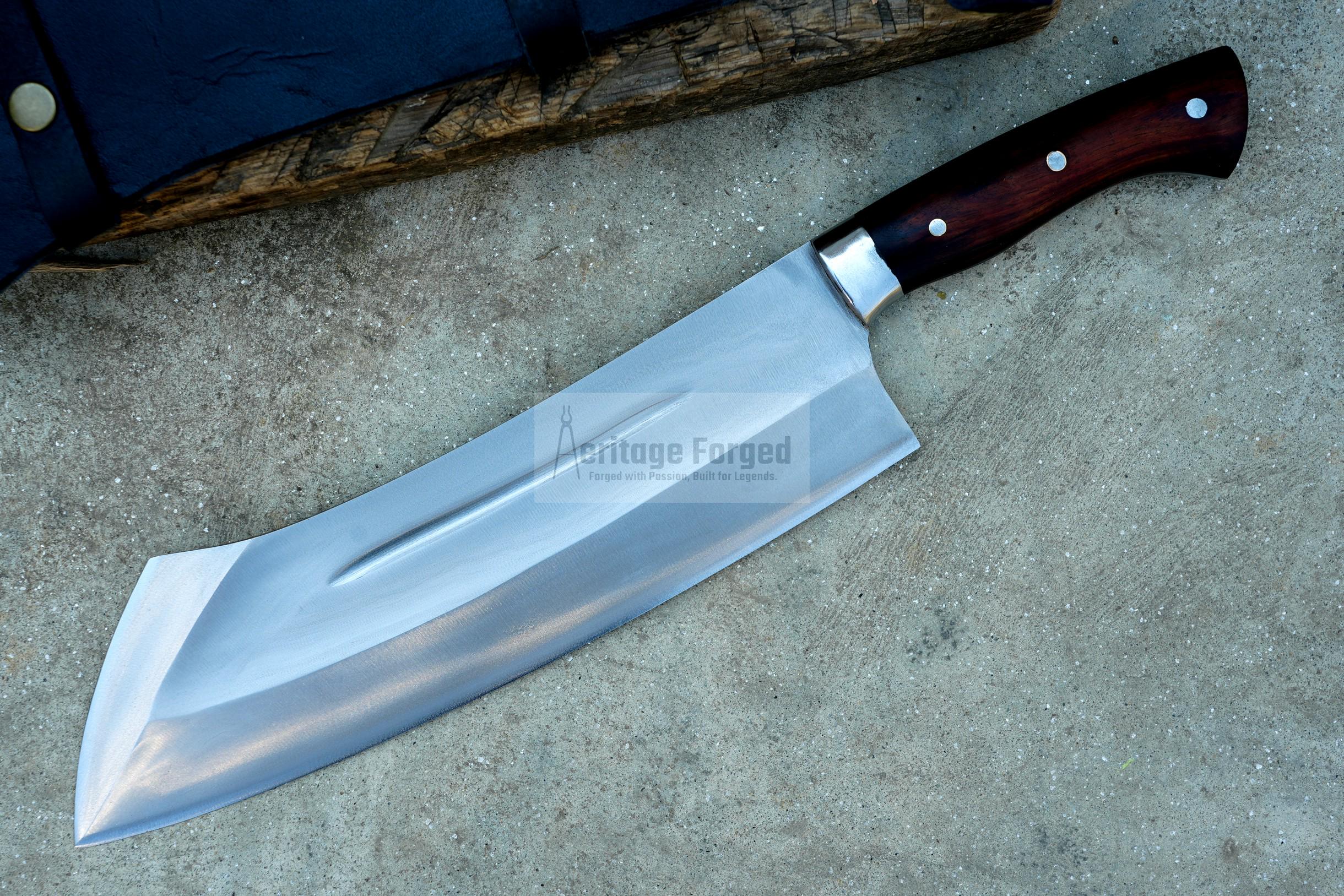 CLEAVER / Large Jungle Cleaver/12 inches Long Blade Heavy duties machete/ Full tang/ Leaf spring of truck/ Tempered/Sharpen/Meat Cleaver